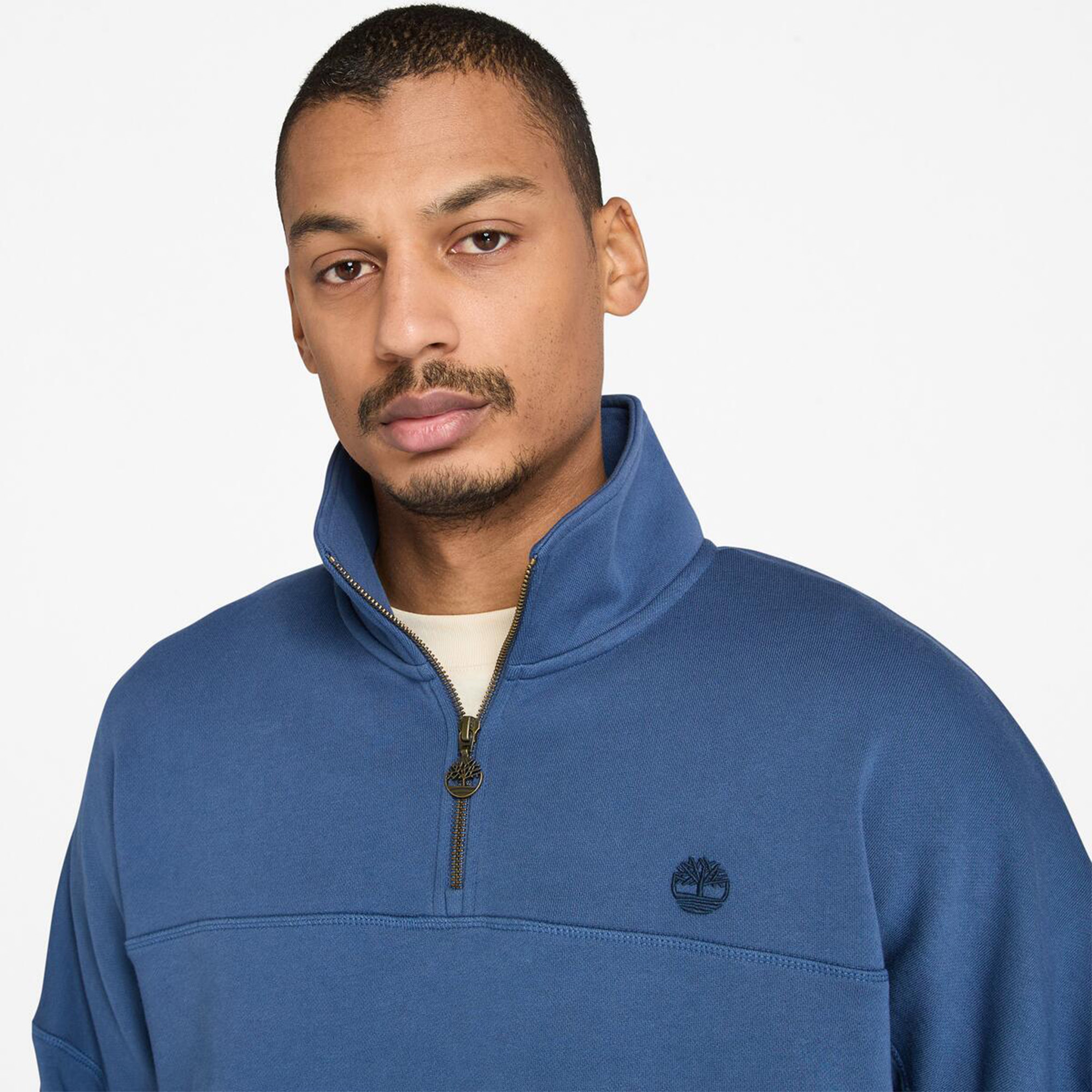 Timberland Small Logo 1/4 Zip Erkek Mavi Sweatshirt
