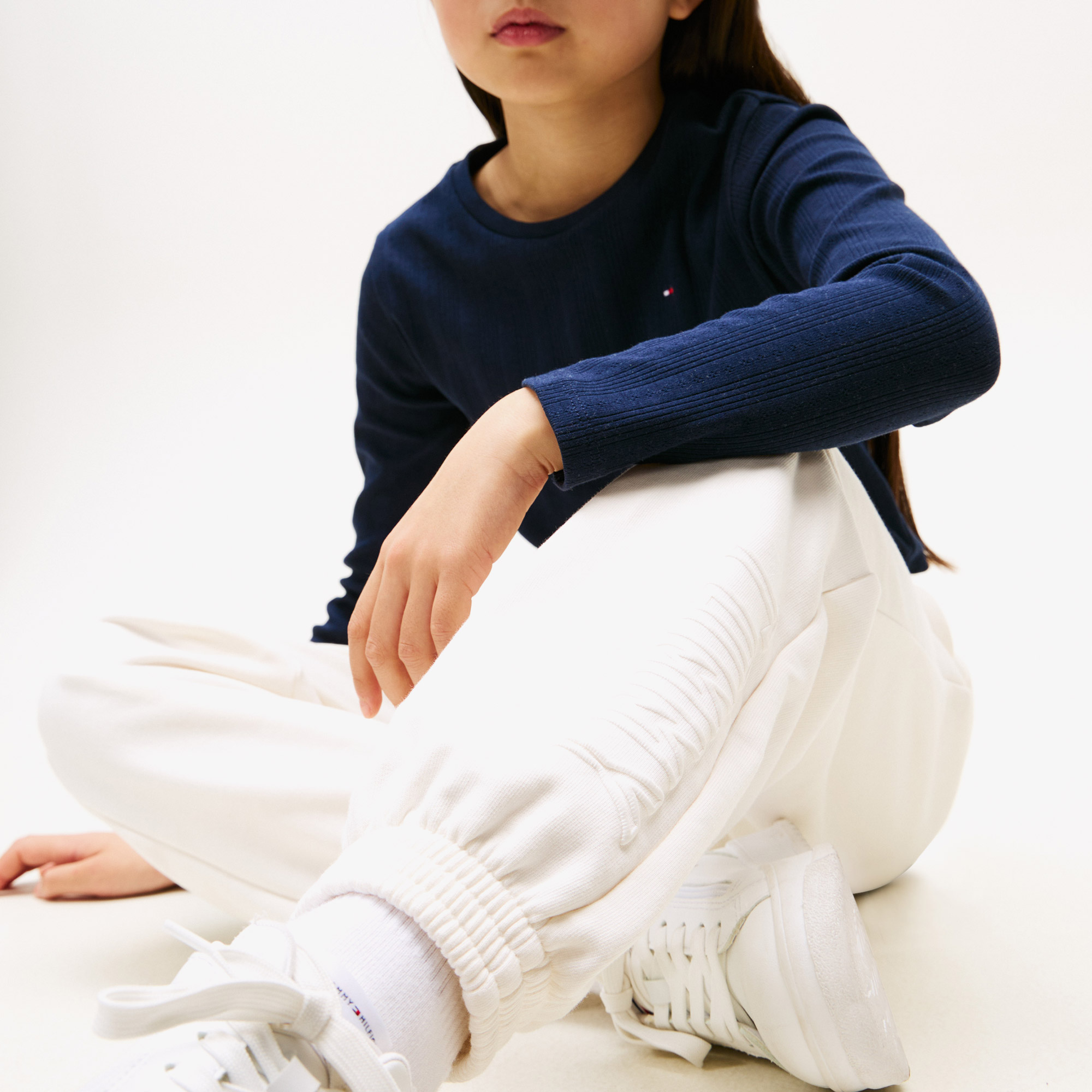 Tommy Hilfiger Puff Print Çocuk Beyaz Eşofman Altı