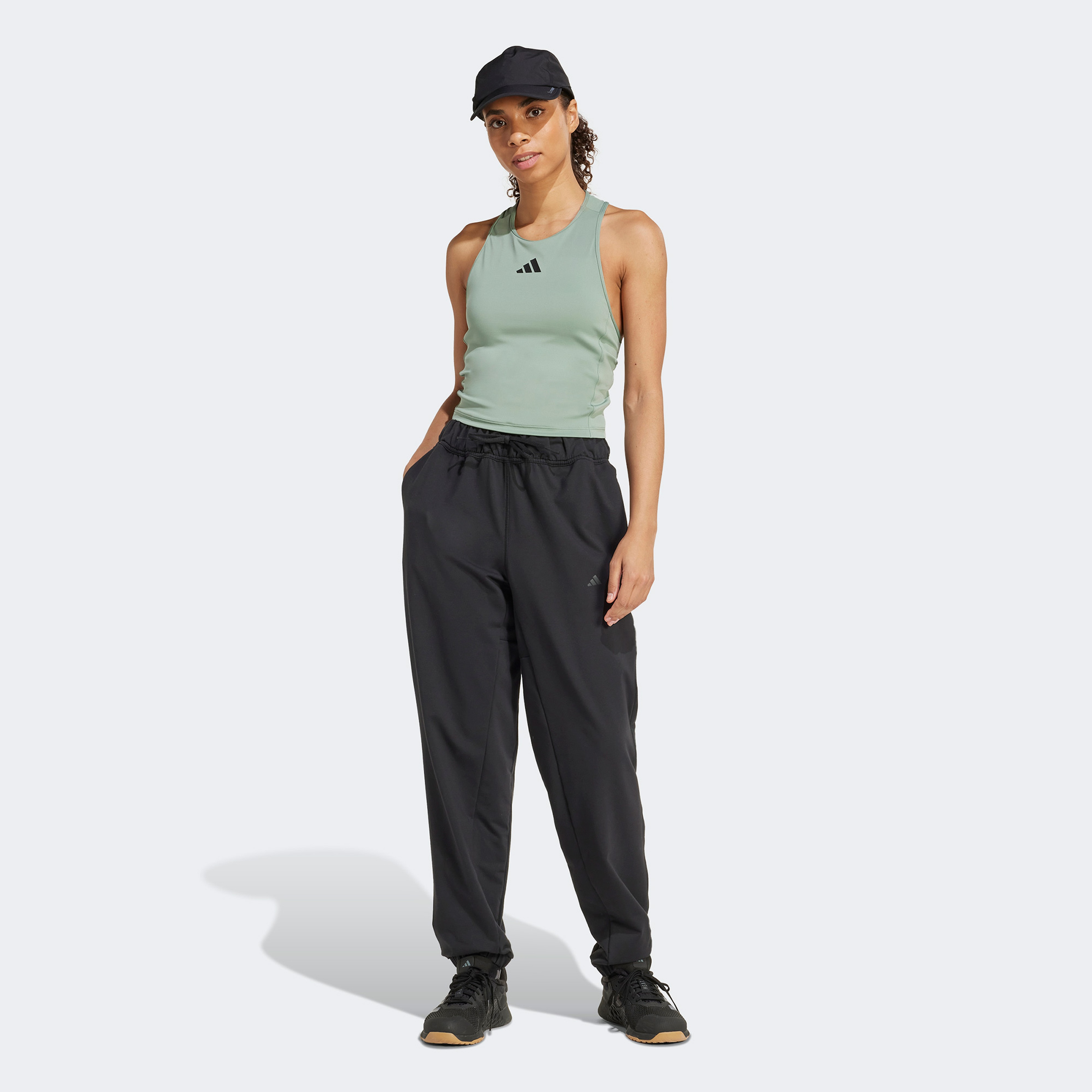 adidas Power 3 Stripes Racerback Kadın Yeşil Atlet