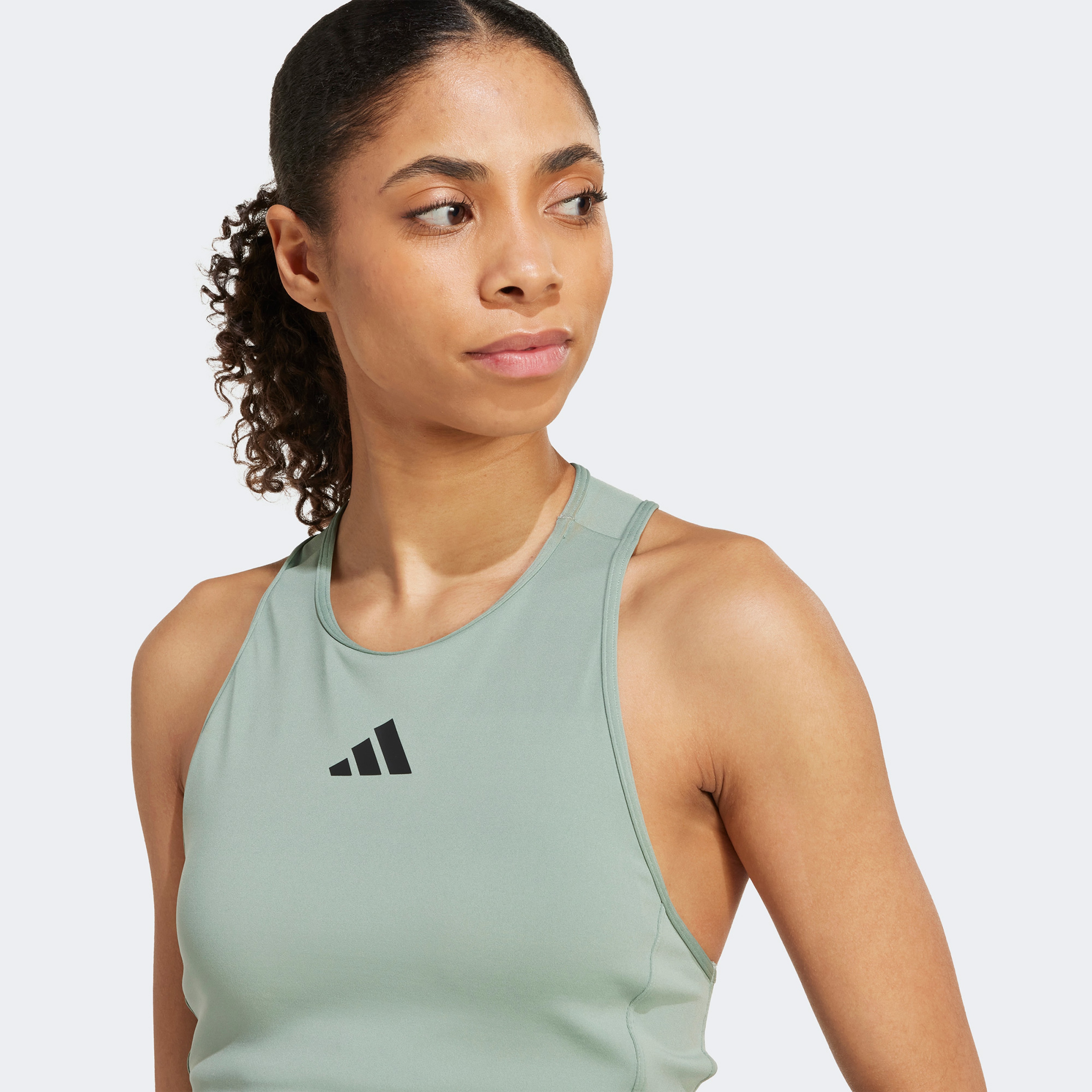 adidas Power 3 Stripes Racerback Kadın Yeşil Atlet