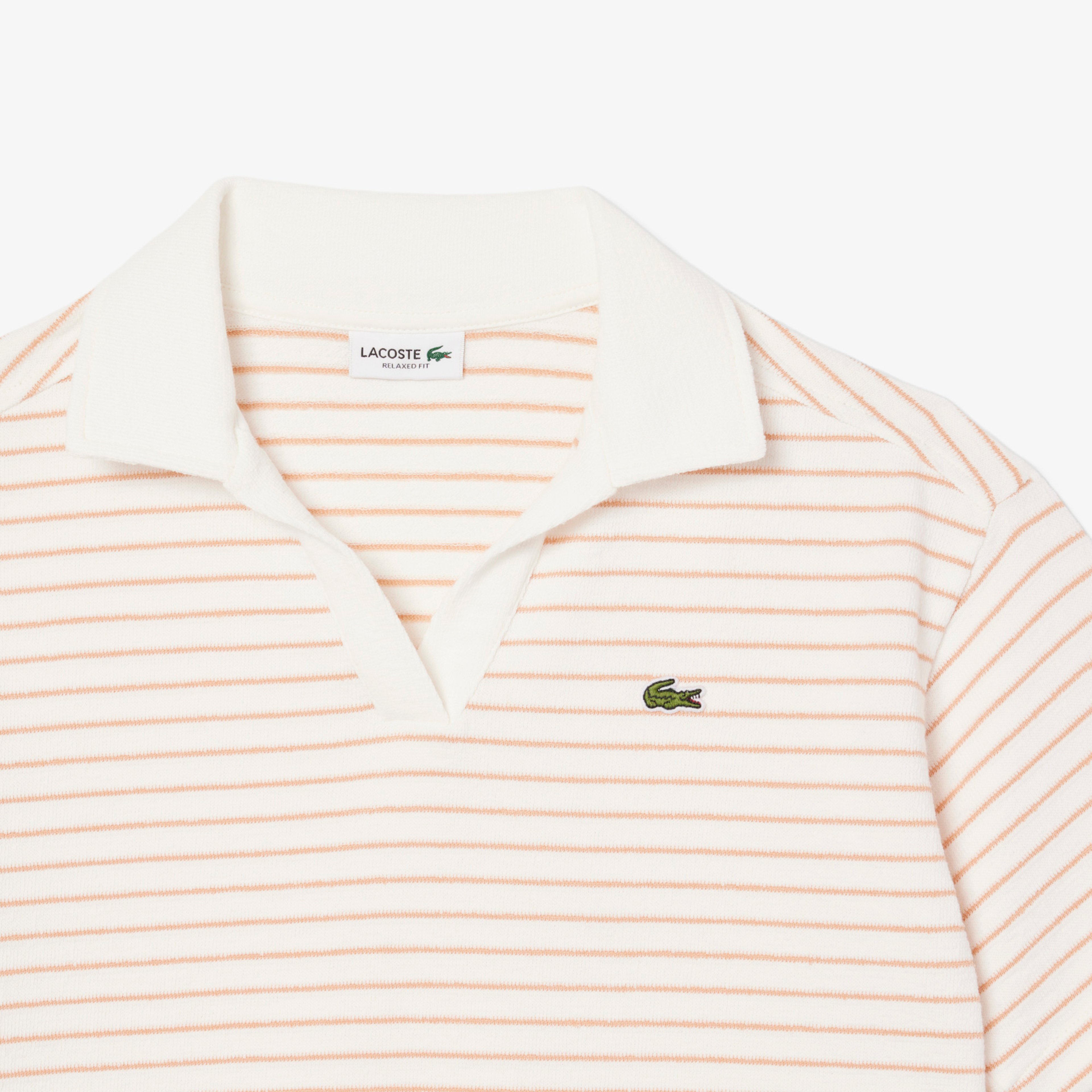 Lacoste Striped Terry Çocuk Beyaz Polo