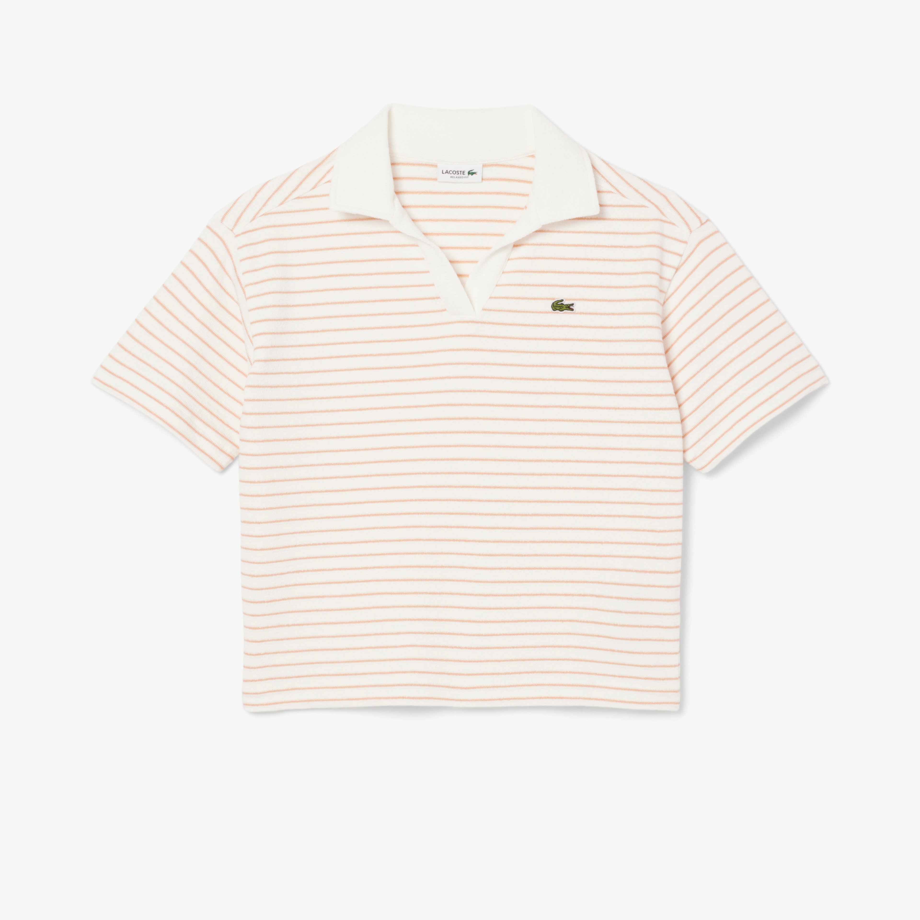 Lacoste Striped Terry Çocuk Beyaz Polo