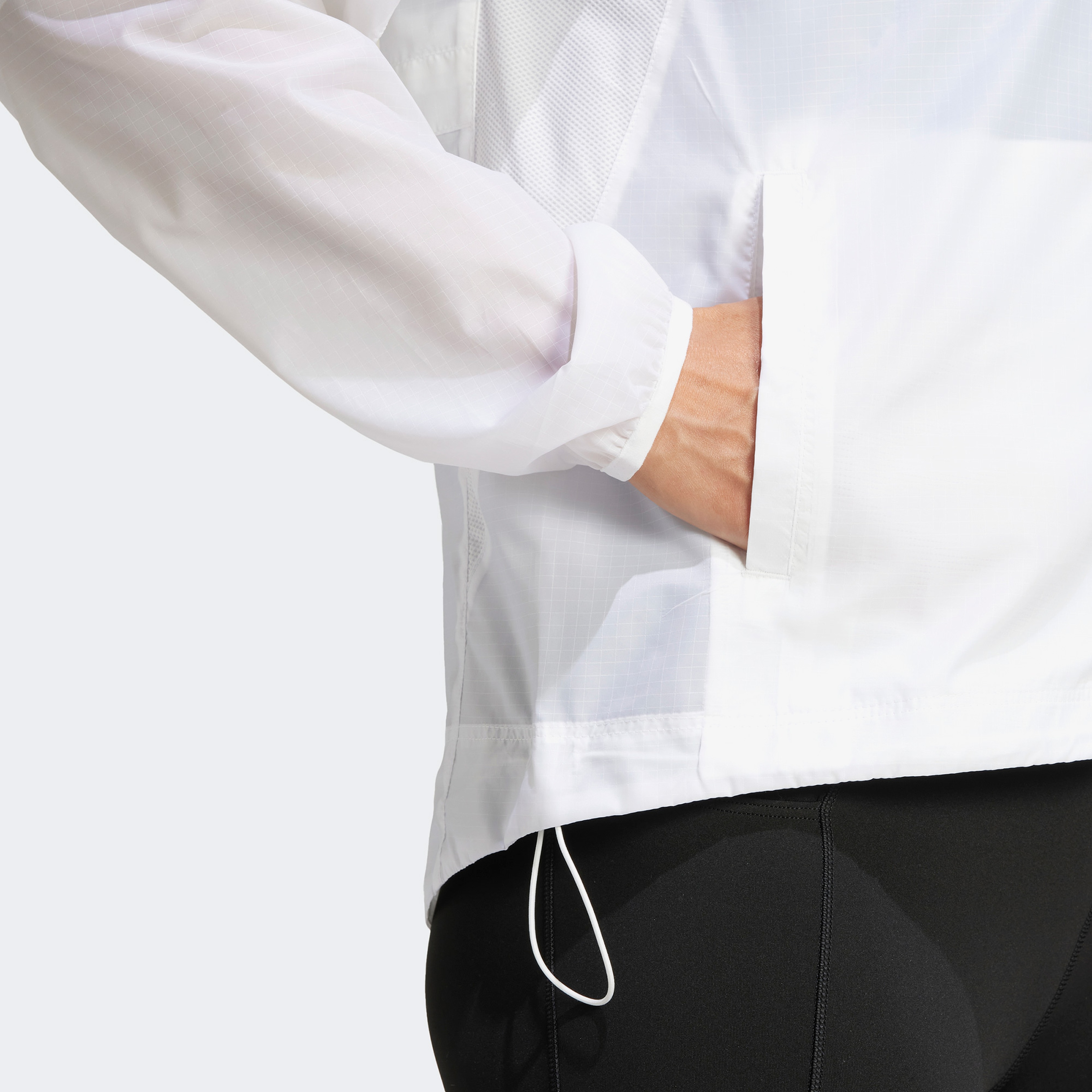 adidas Own The Run 3 Stripes Packable Kadın Beyaz Ceket