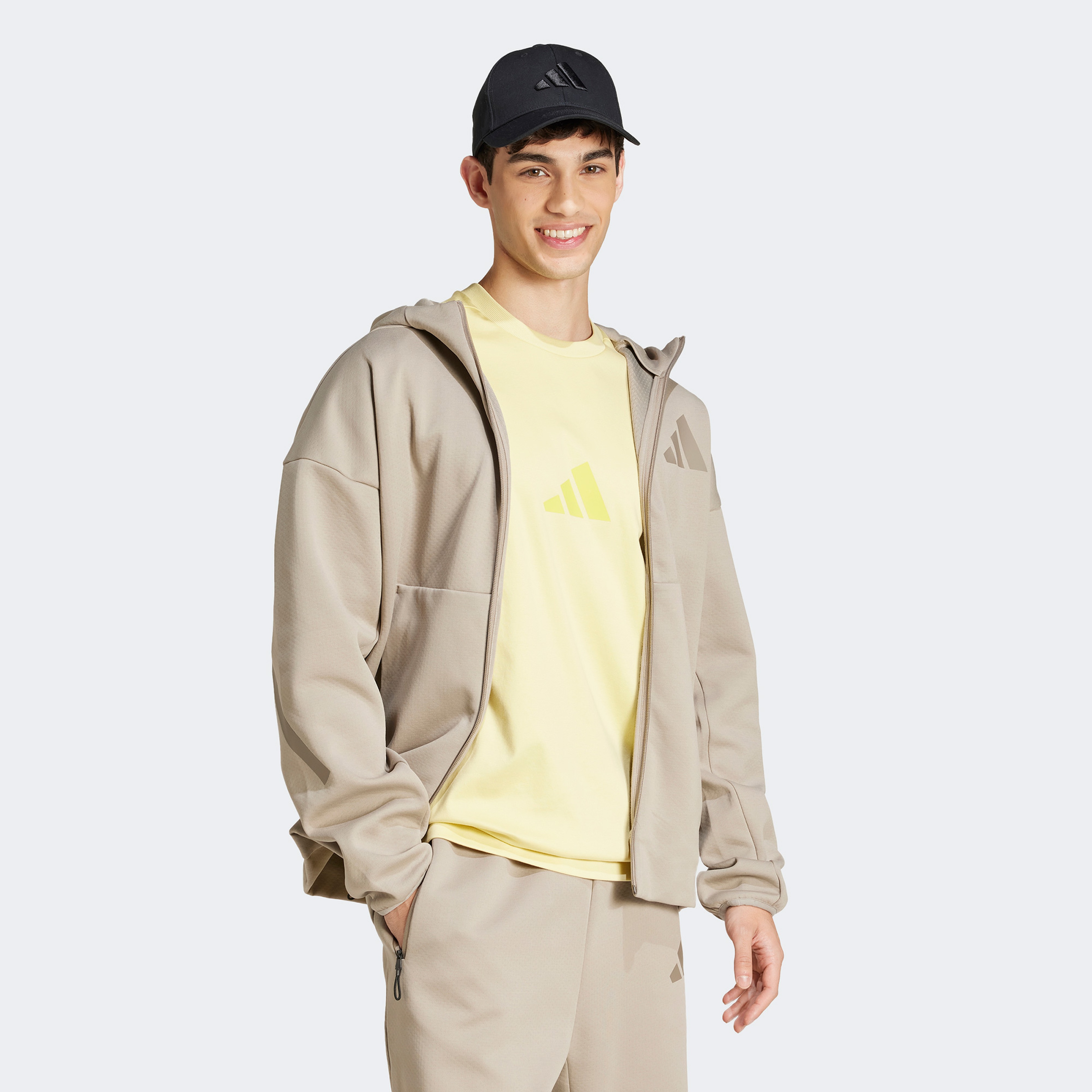 adidas Z.N.E. Full Zip Erkek Bej Sweatshirt
