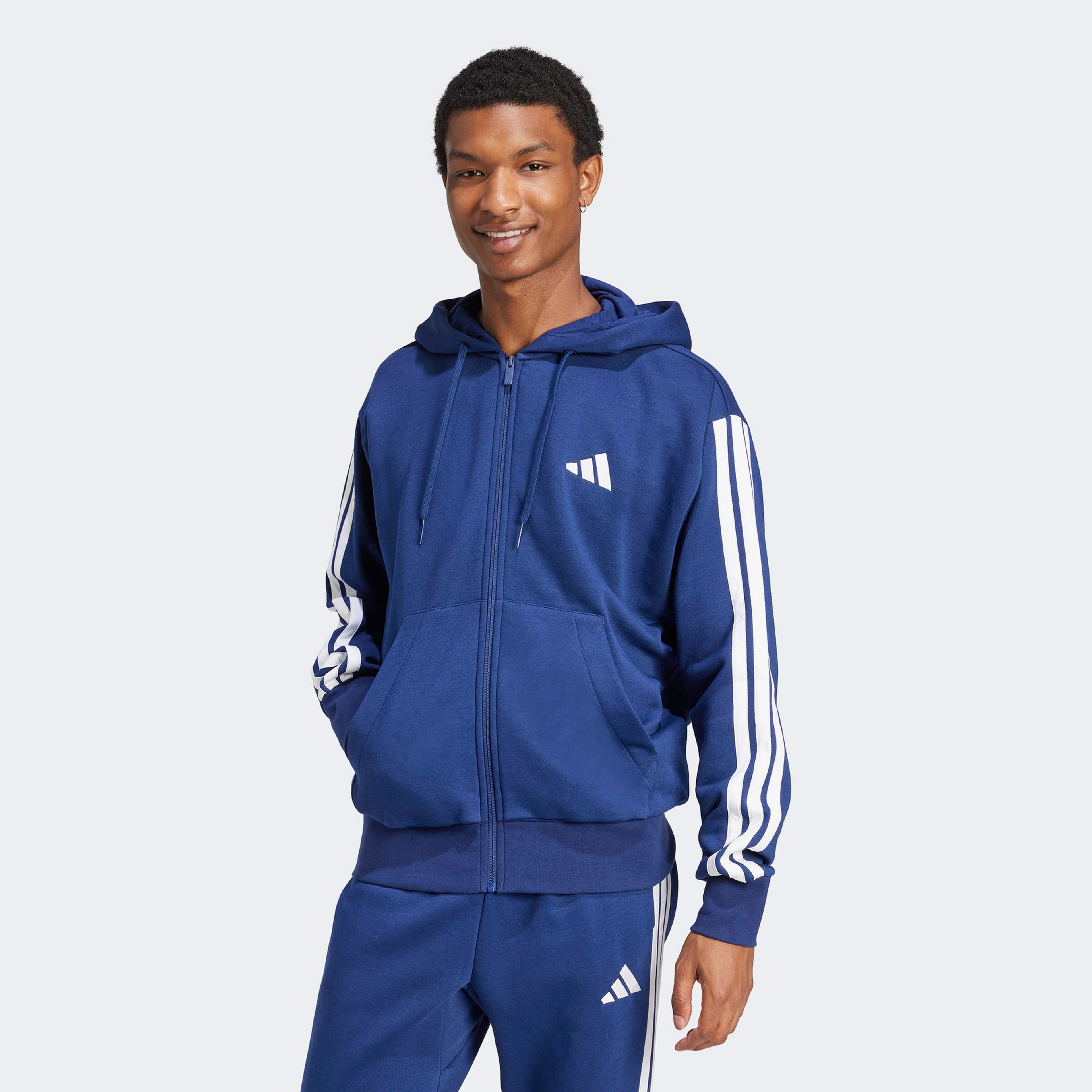 adidas Essentials 3 Stripes Erkek Lacivert Eşofman Üstü