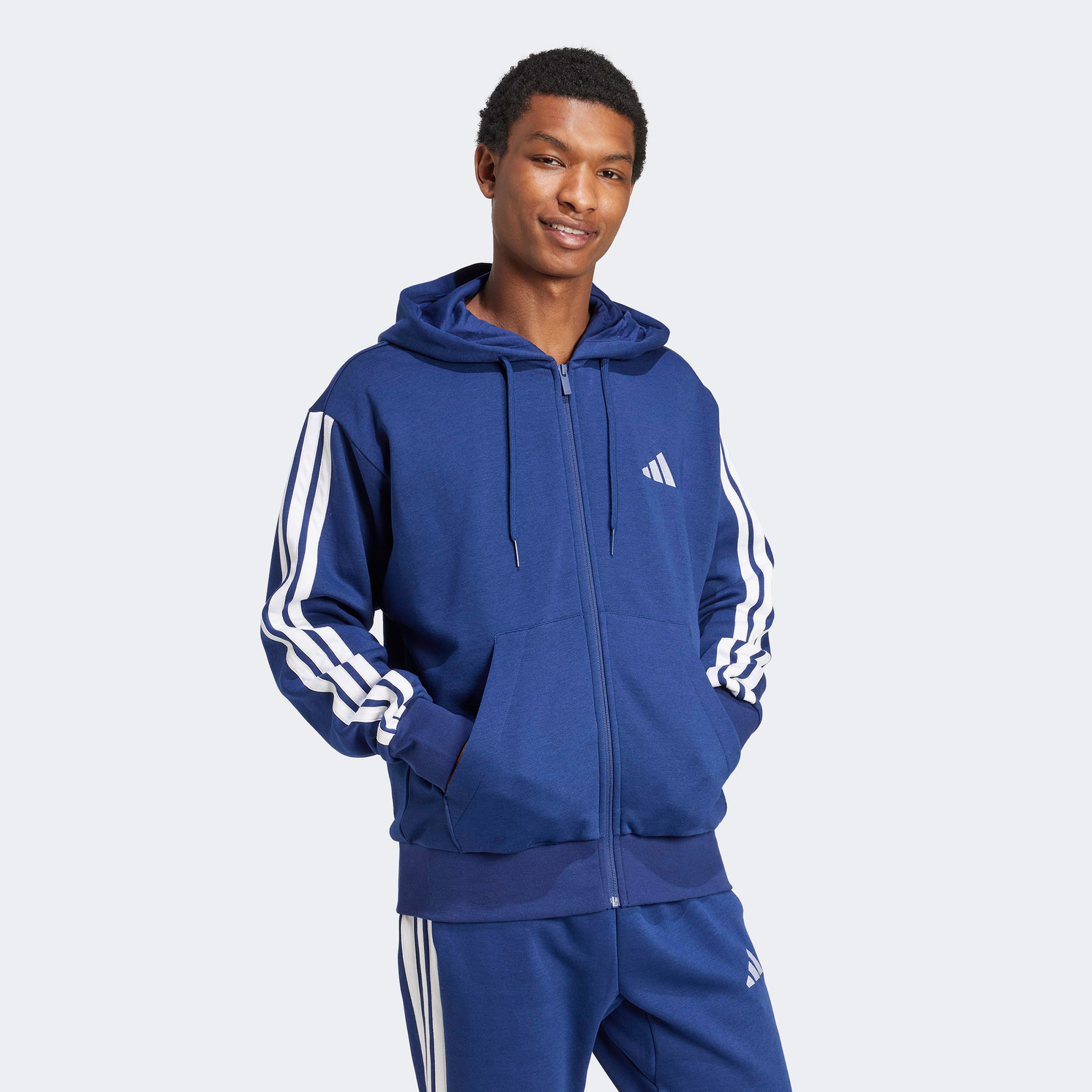 adidas Essentials 3 Stripes Erkek Lacivert Eşofman Üstü