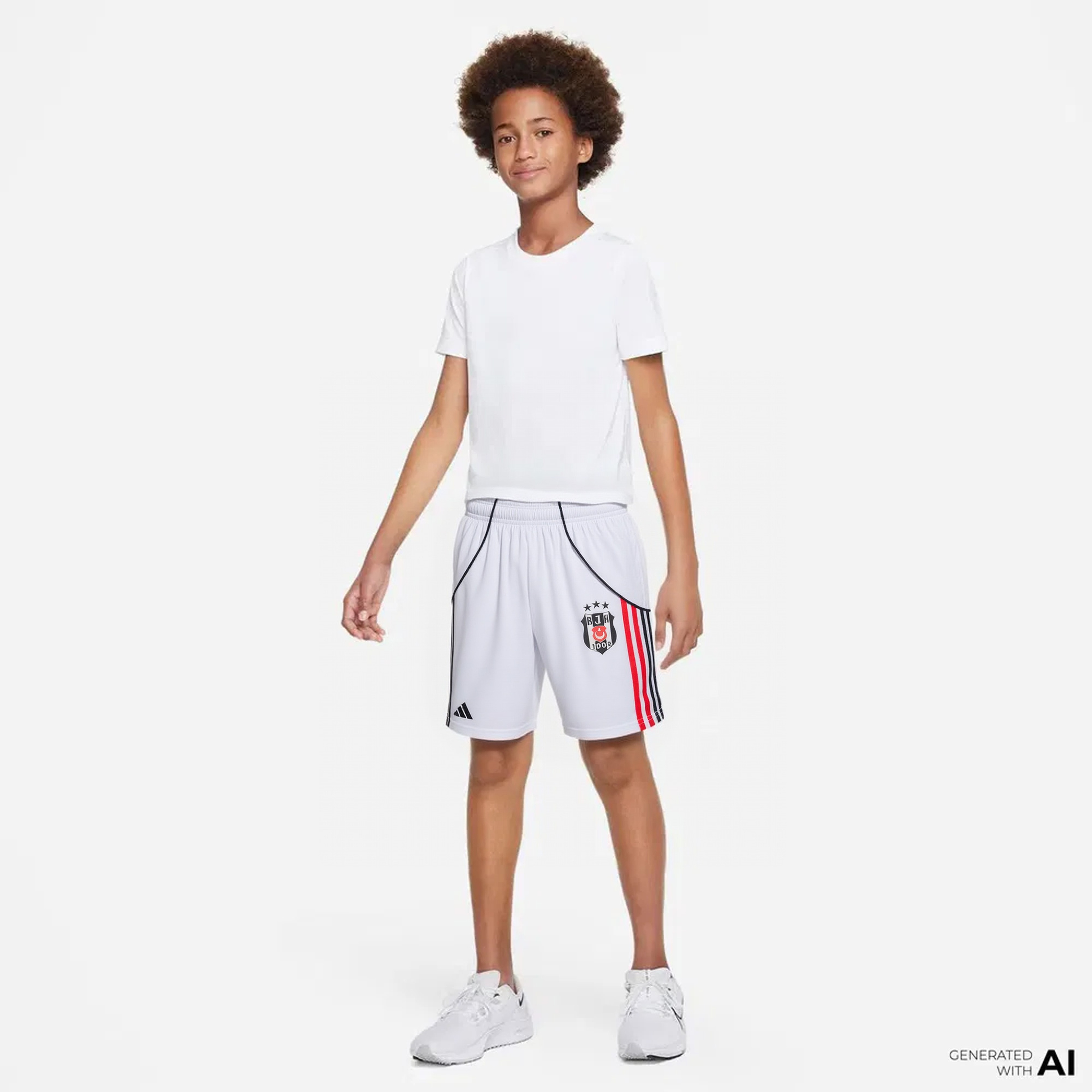 adidas Beşiktaş JK 25/26 Çocuk Beyaz İç Saha Futbol Şortu