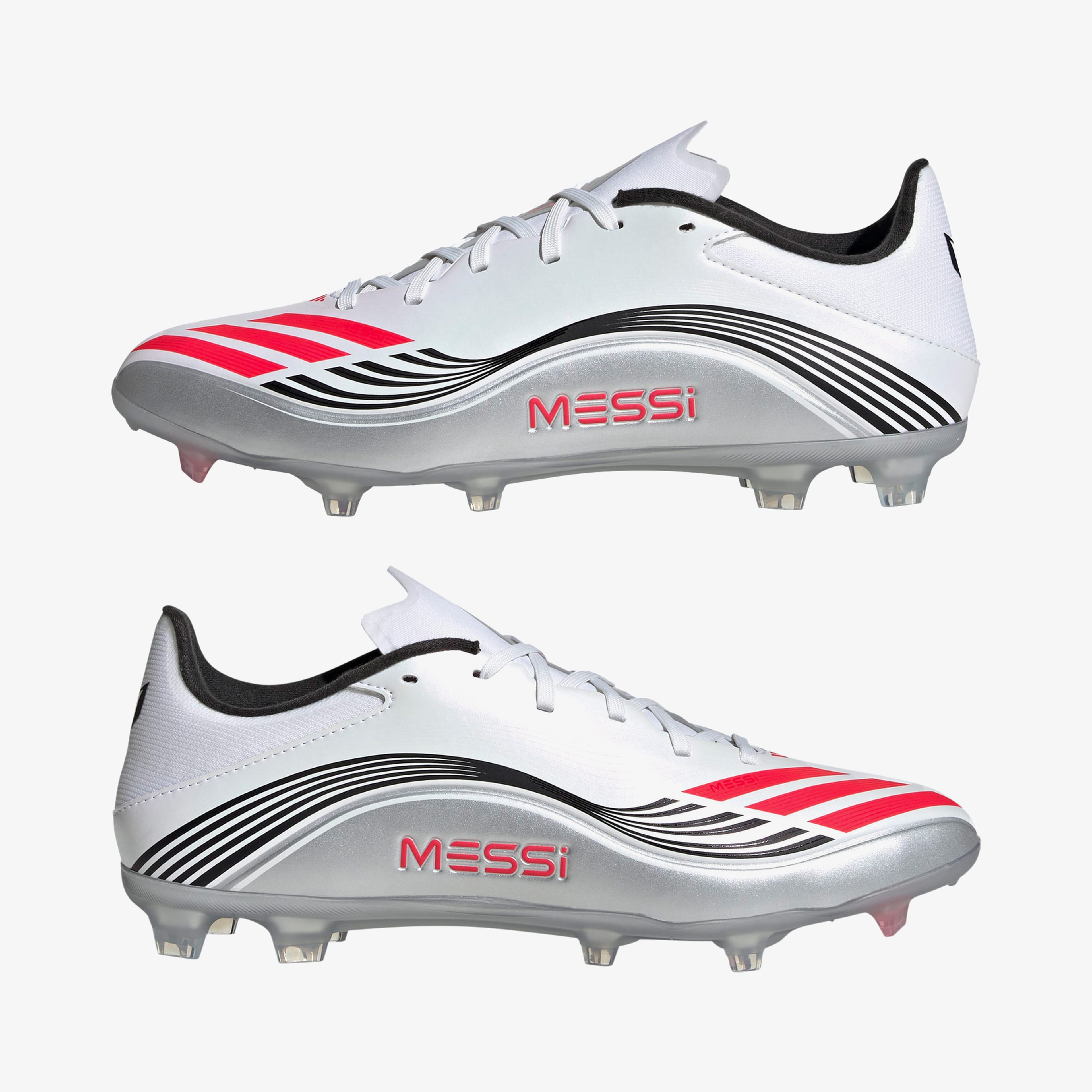 adidas F50 Messi League Firm-Multi Ground Erkek Beyaz Çim Saha Kramponu