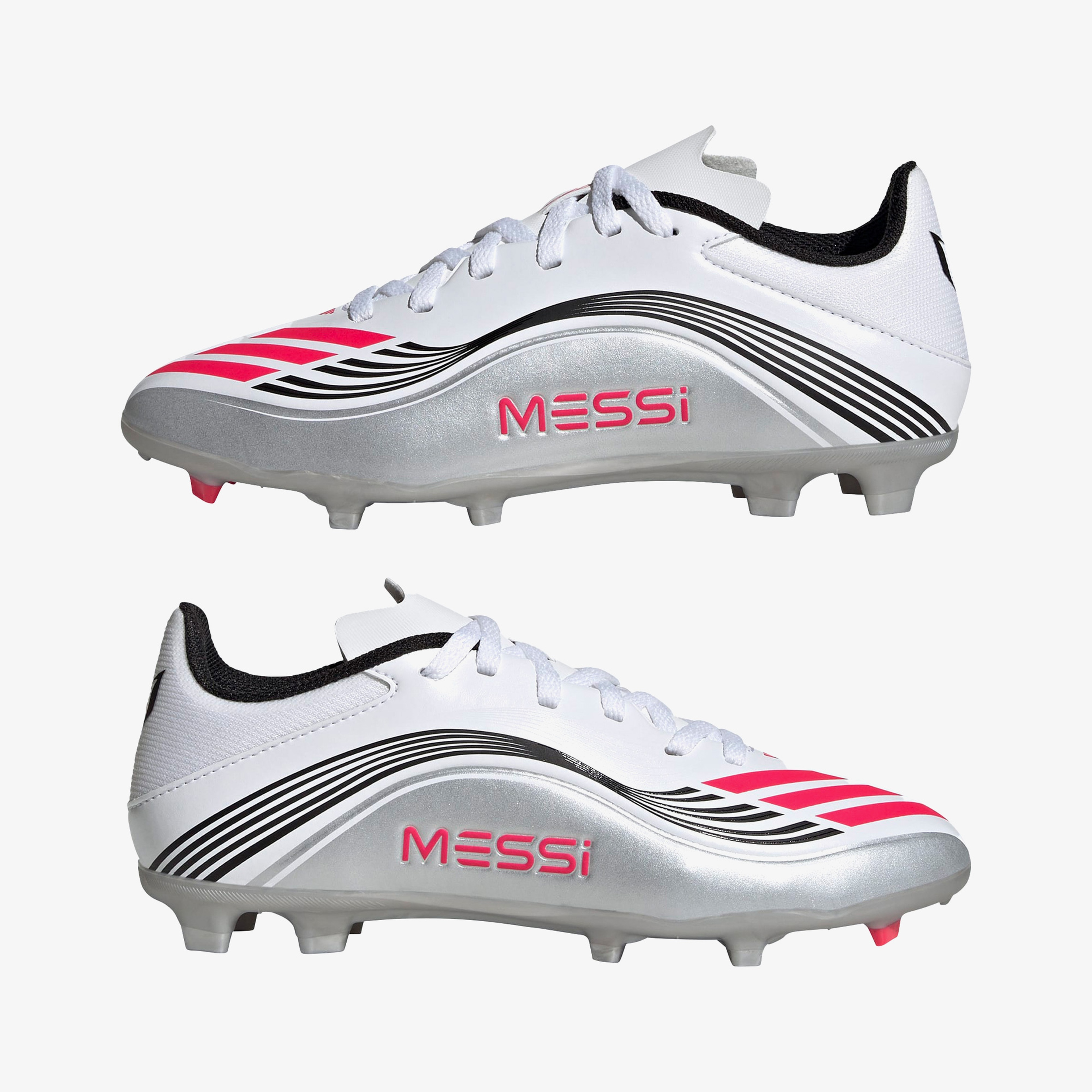 adidas F50 Messi League Firm-Multi Ground Çocuk Beyaz Çim Saha Kramponu