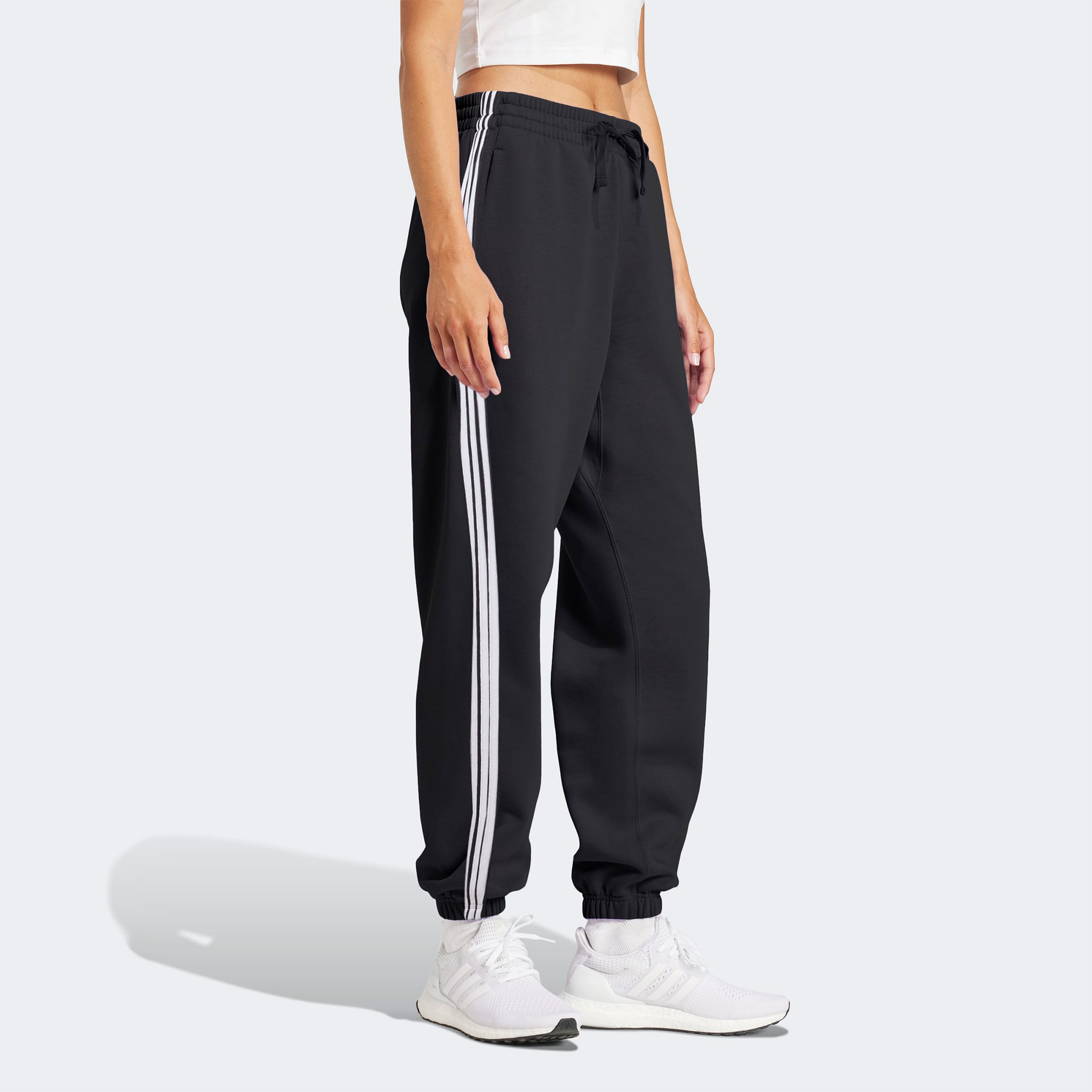 adidas Essentials 3 Stripes French Terry Cuffed Kadın Siyah Eşofman Altı