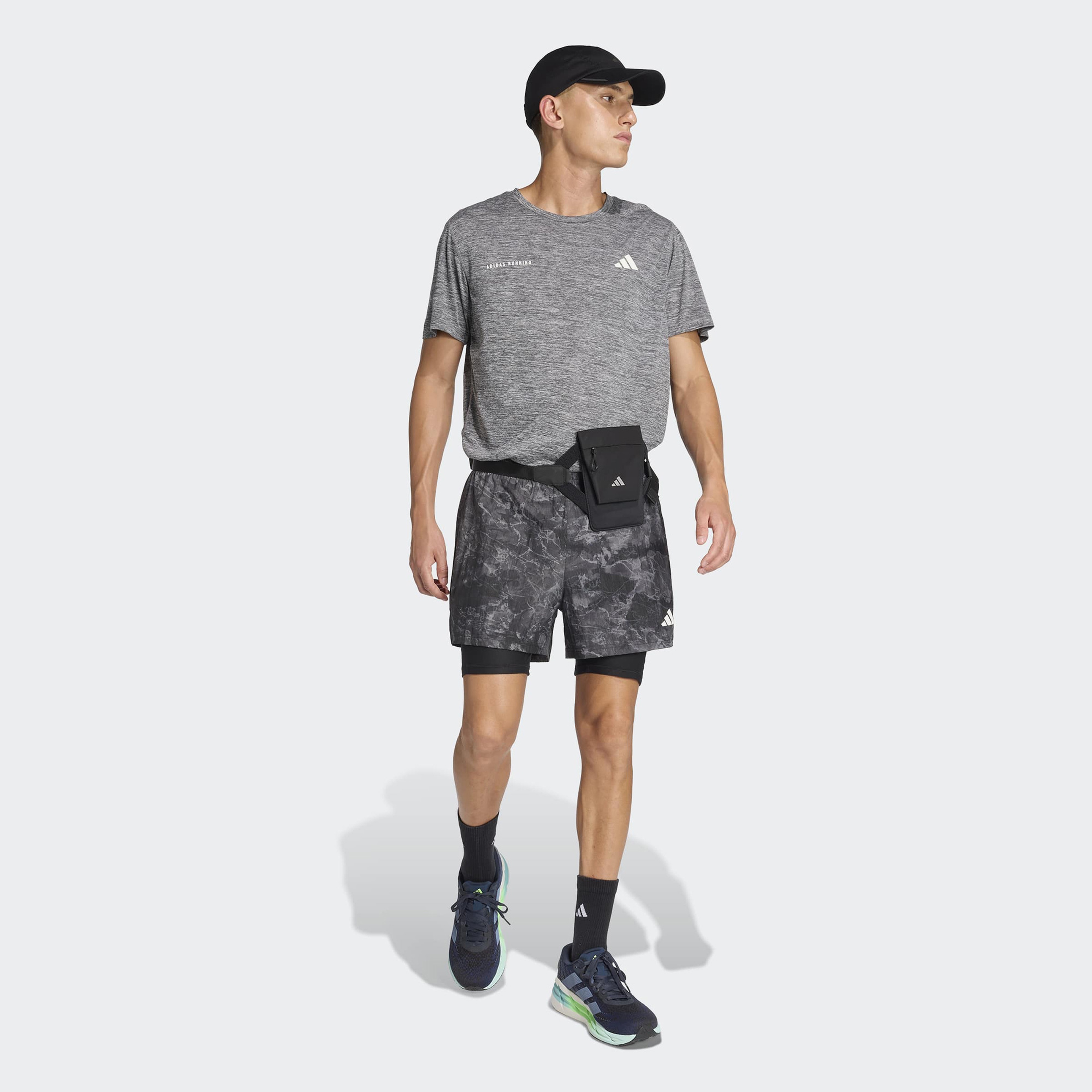 adidas Own The Run Spray Dye 2in1 Erkek Gri Koşu Şortu