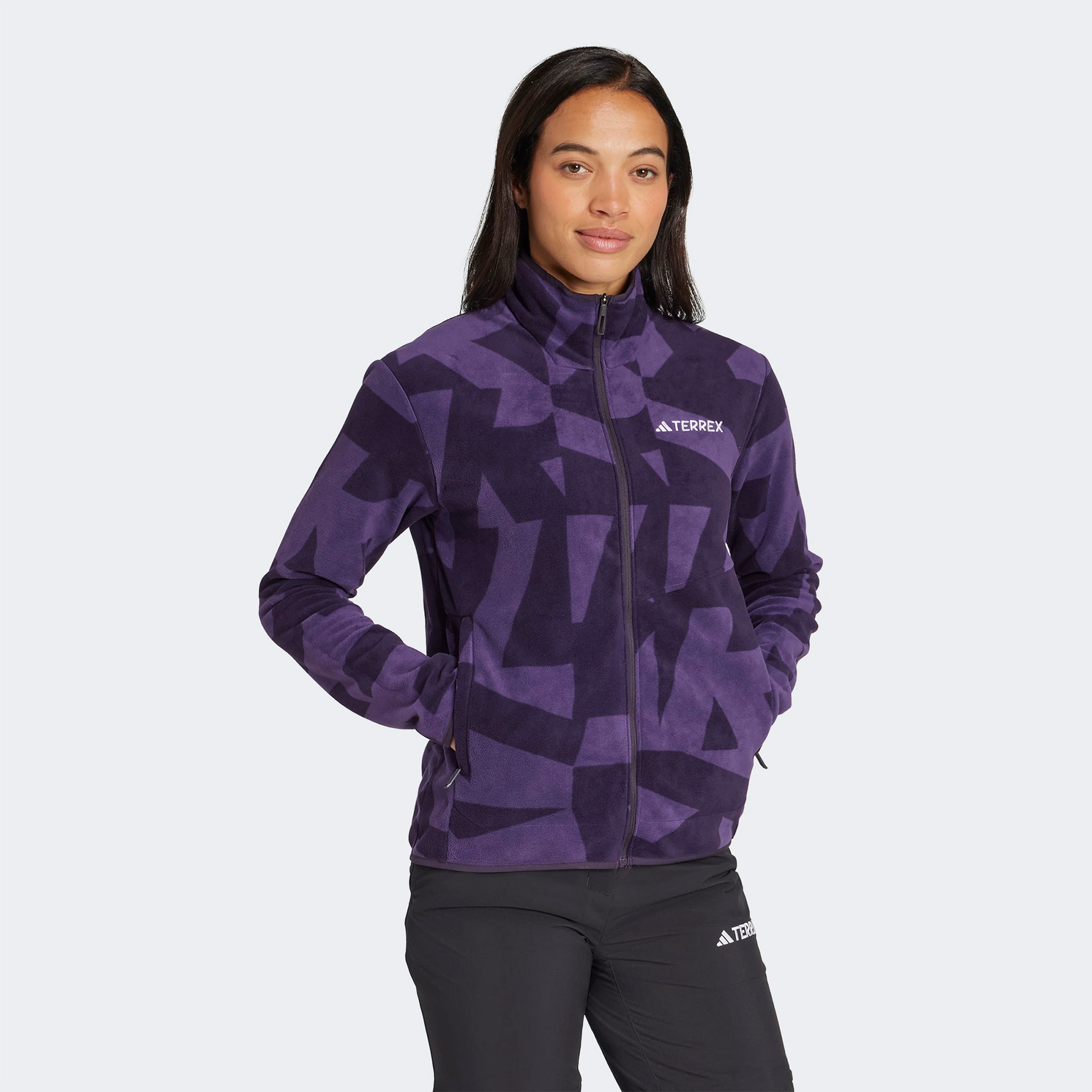 adidas Terrex Multi Printed Full Zip Fleece Kadın Mor Yürüyüş Polar