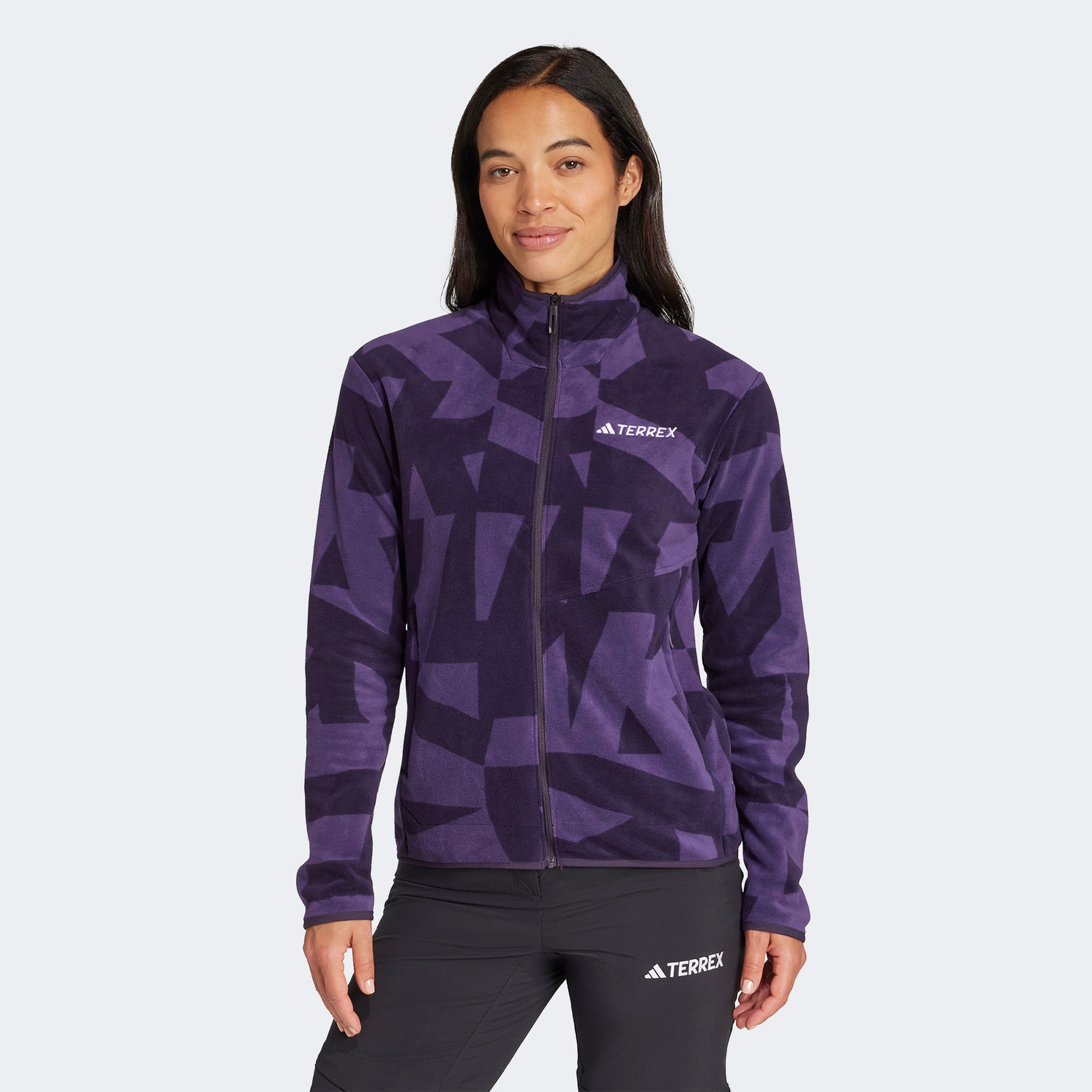 adidas Terrex Multi Printed Full Zip Fleece Kadın Mor Yürüyüş Polar
