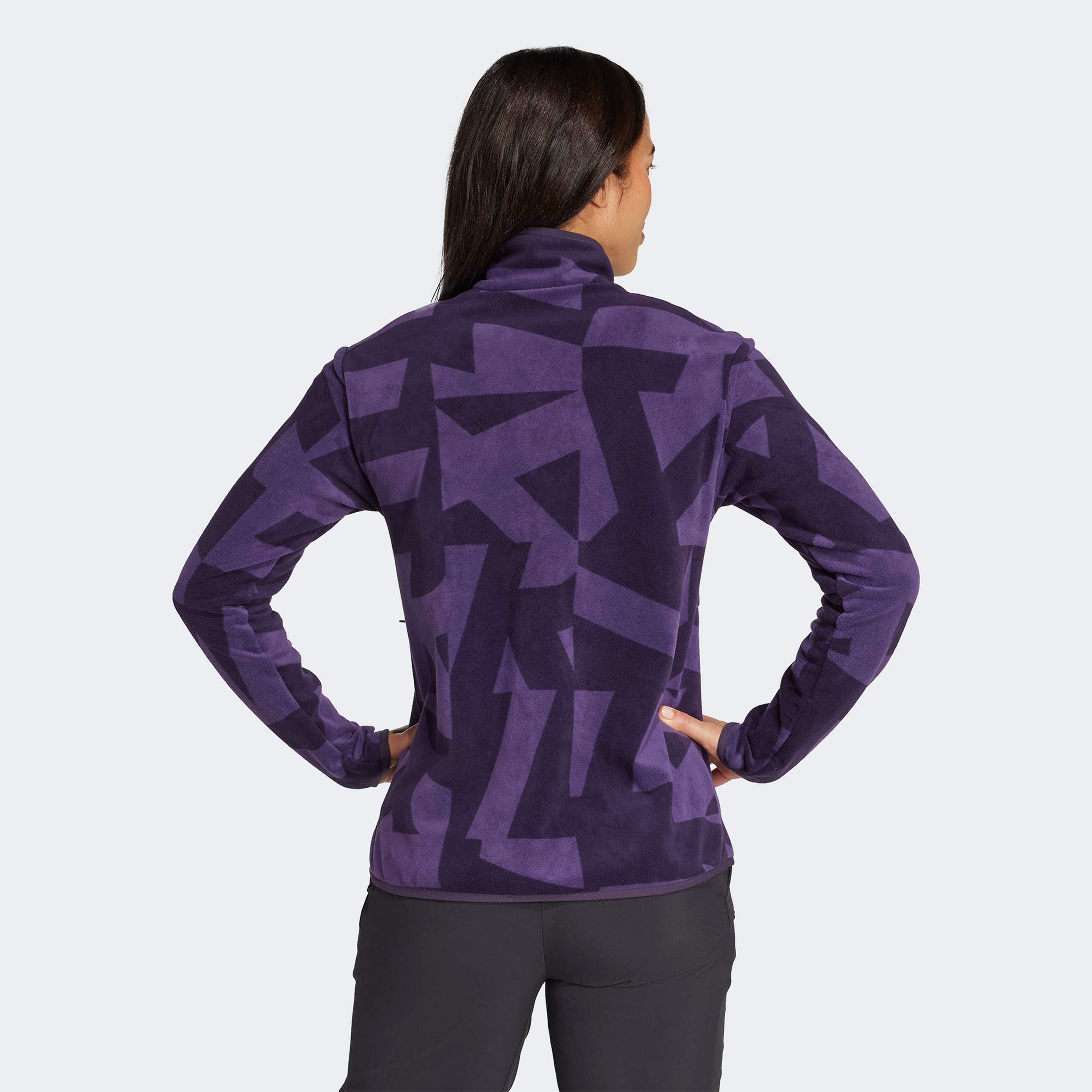 adidas Terrex Multi Printed Full Zip Fleece Kadın Mor Yürüyüş Polar