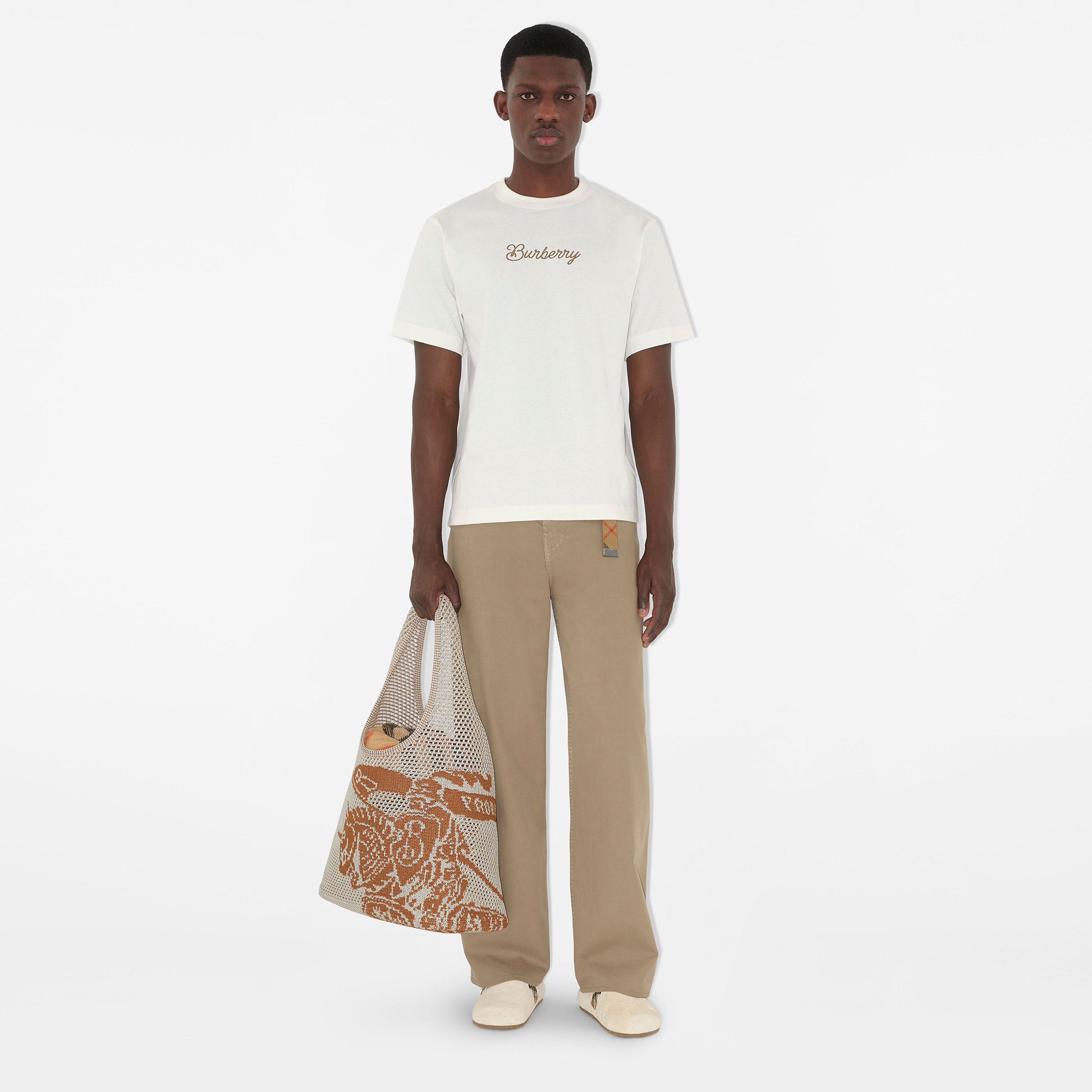 Burberry Sic Surfer Knight Cotton Erkek Beyaz T-Shirt