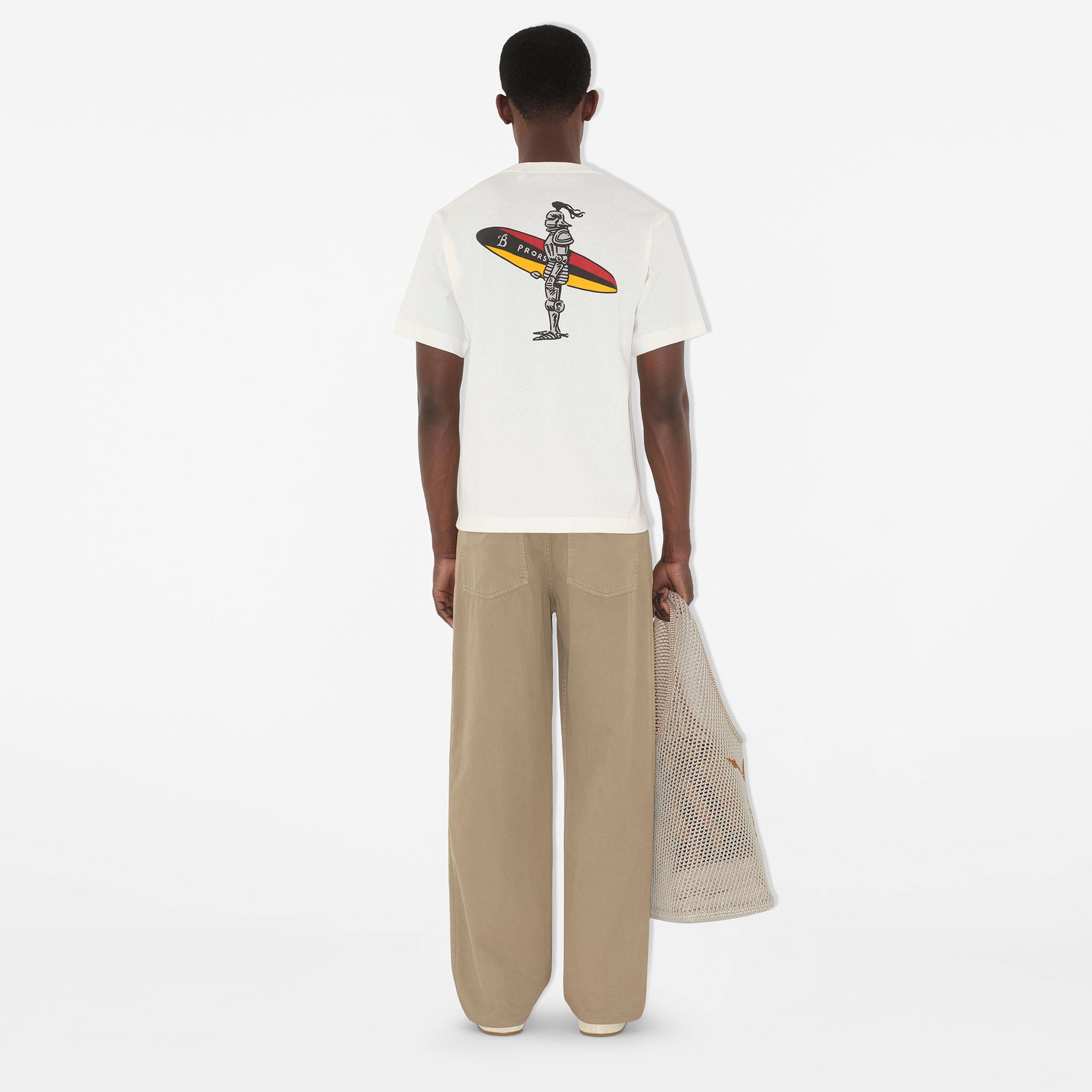 Burberry Sic Surfer Knight Cotton Erkek Beyaz T-Shirt