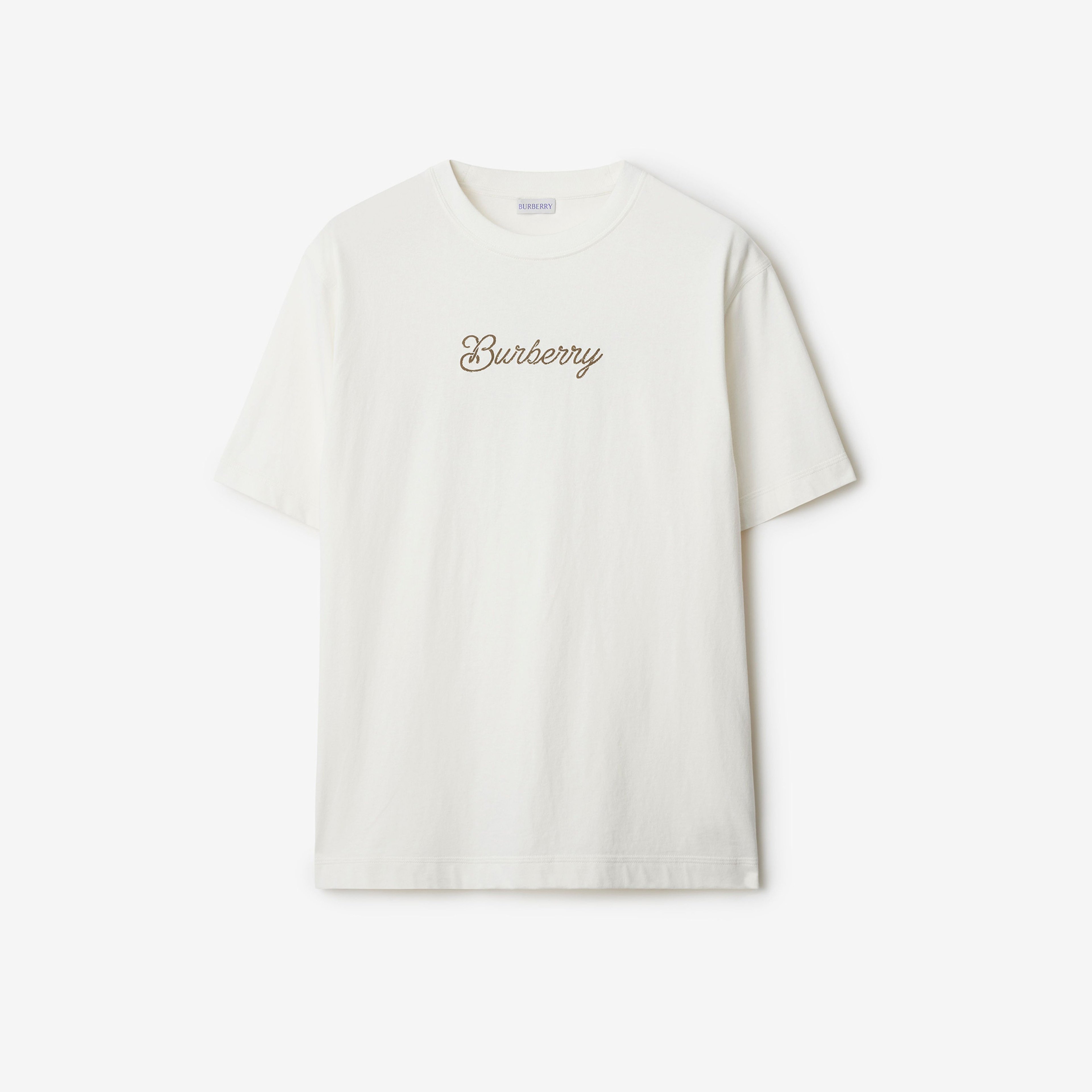 Burberry Sic Surfer Knight Cotton Erkek Beyaz T-Shirt