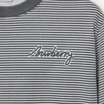 Burberry For Striped Cotton Erkek Gri T-Shirt