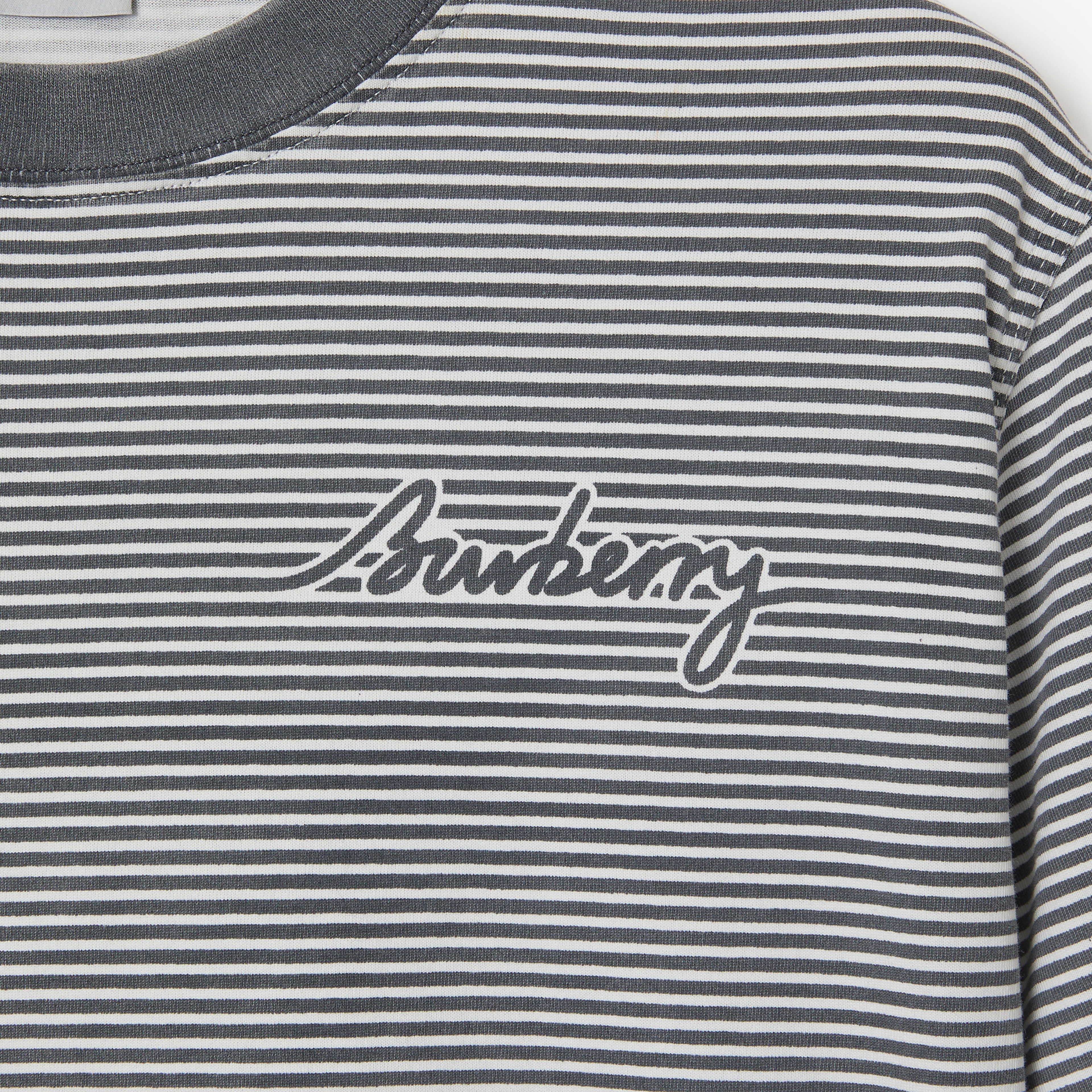 Burberry For Striped Cotton Erkek Gri T-Shirt