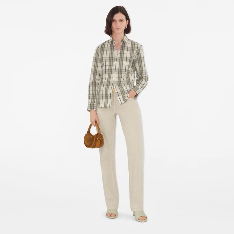 Burberry Tri Cotton Kadın Krem Gömlek