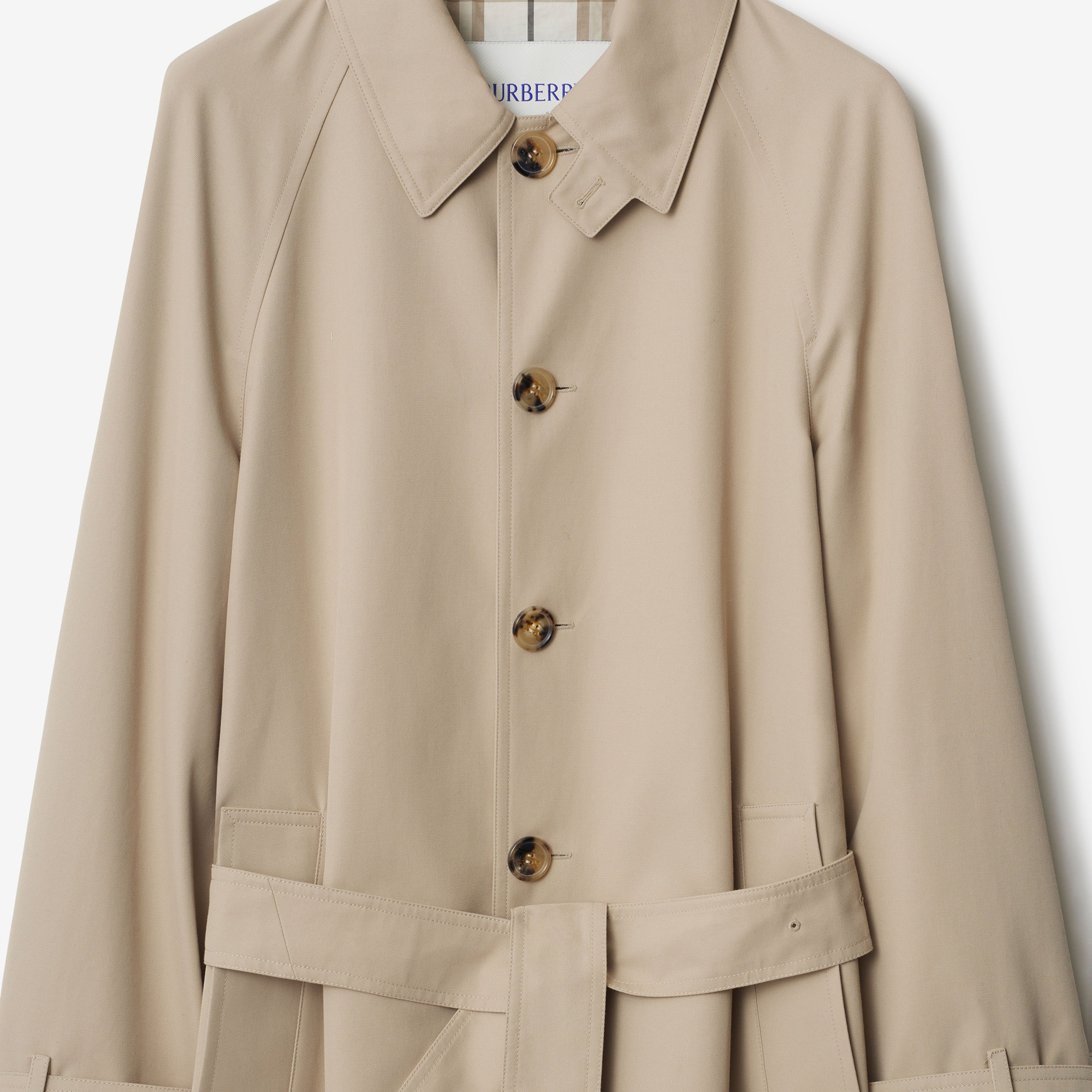 Burberry Cas Long Gabardine Erkek Krem Palto