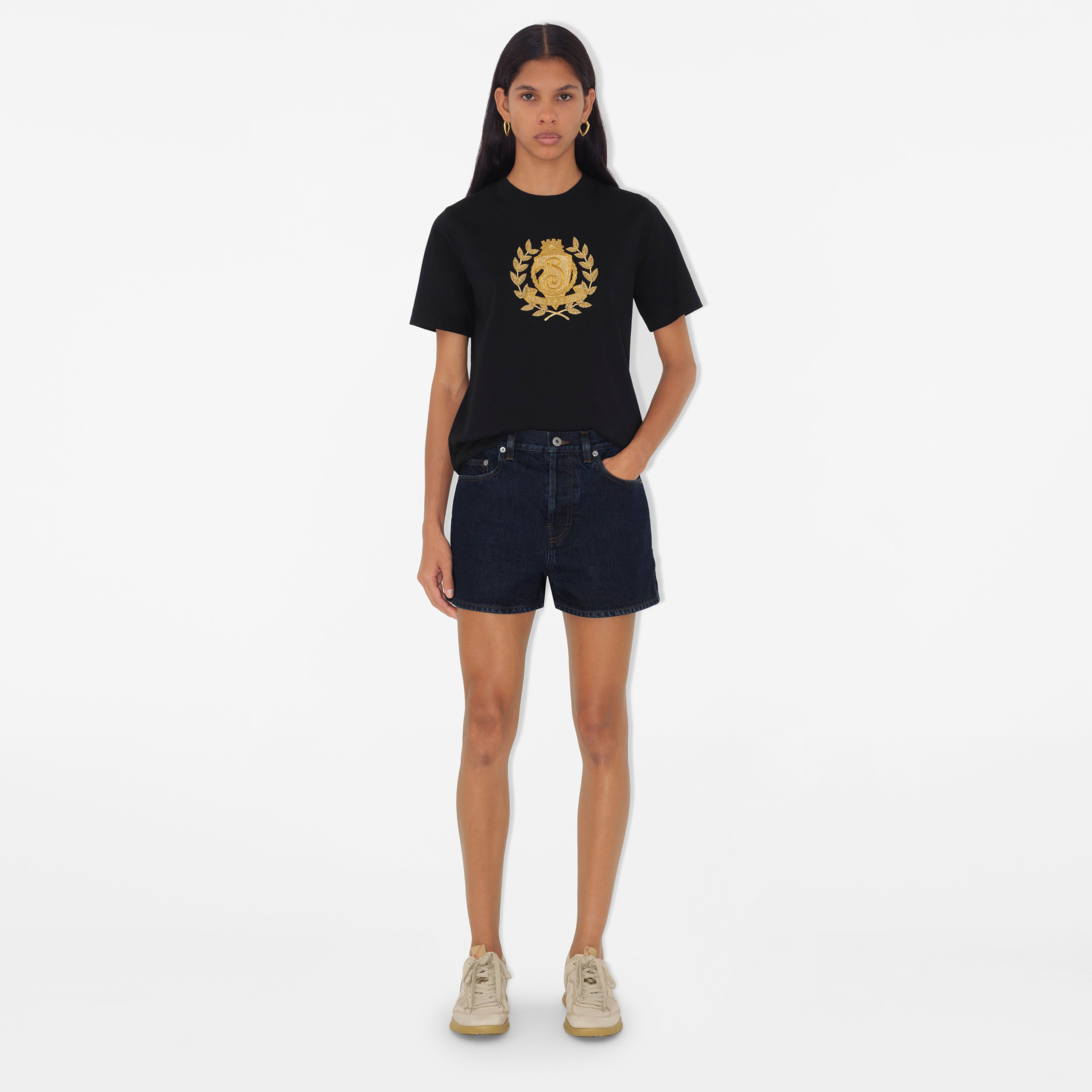 Burberry Sic Crest Cotton Kadın Siyah T-Shirt