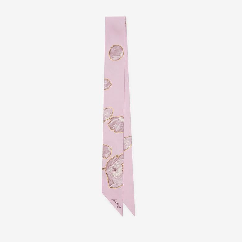 Burberry Skinny Poppy Silk Kadın Mor Fular