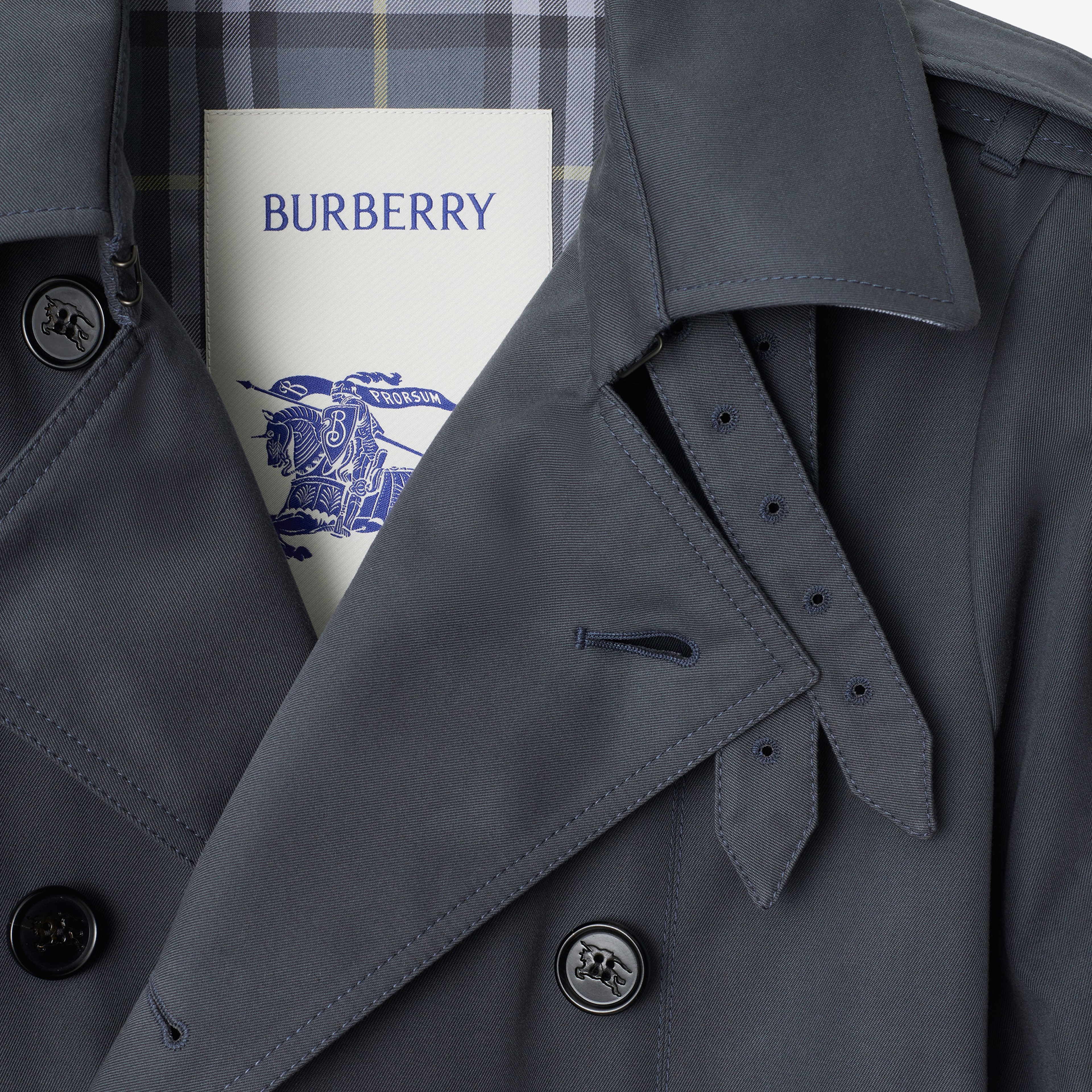 Burberry Cas Short Cotton Blend Kadın Gri Trençkot