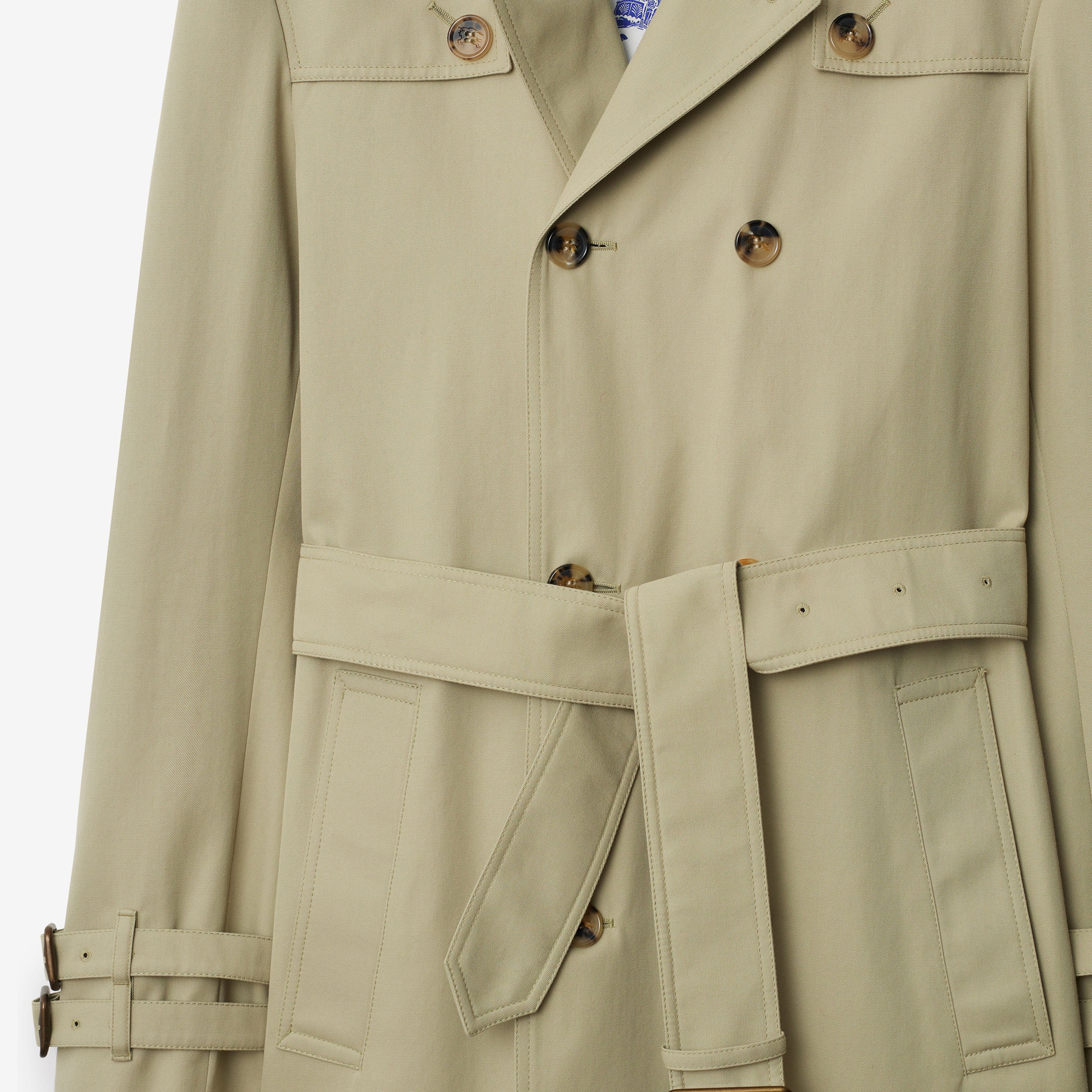 Burberry Cas Mid-Length Gabardine Erkek Haki Trençkot