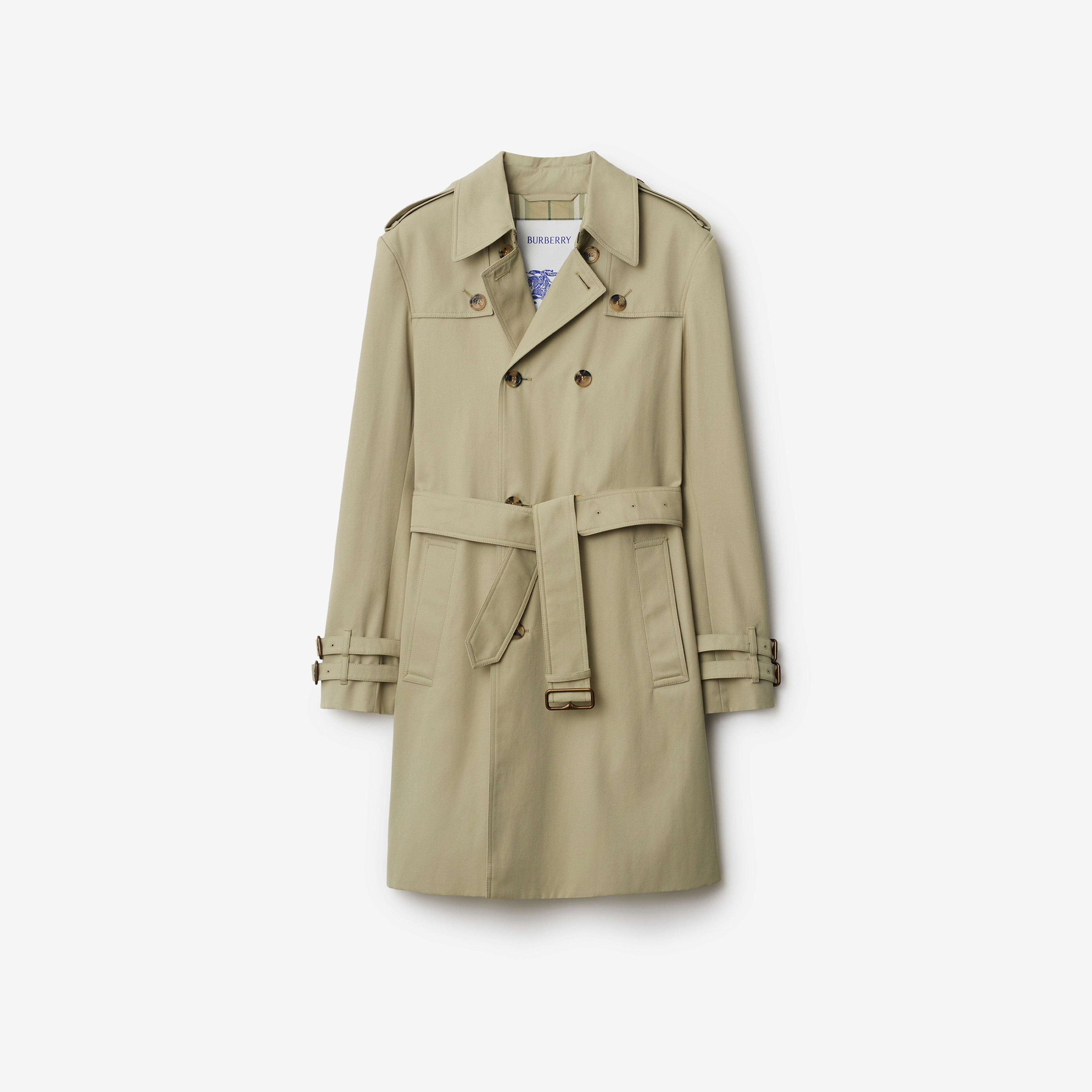 Burberry Cas Mid-Length Gabardine Erkek Haki Trençkot