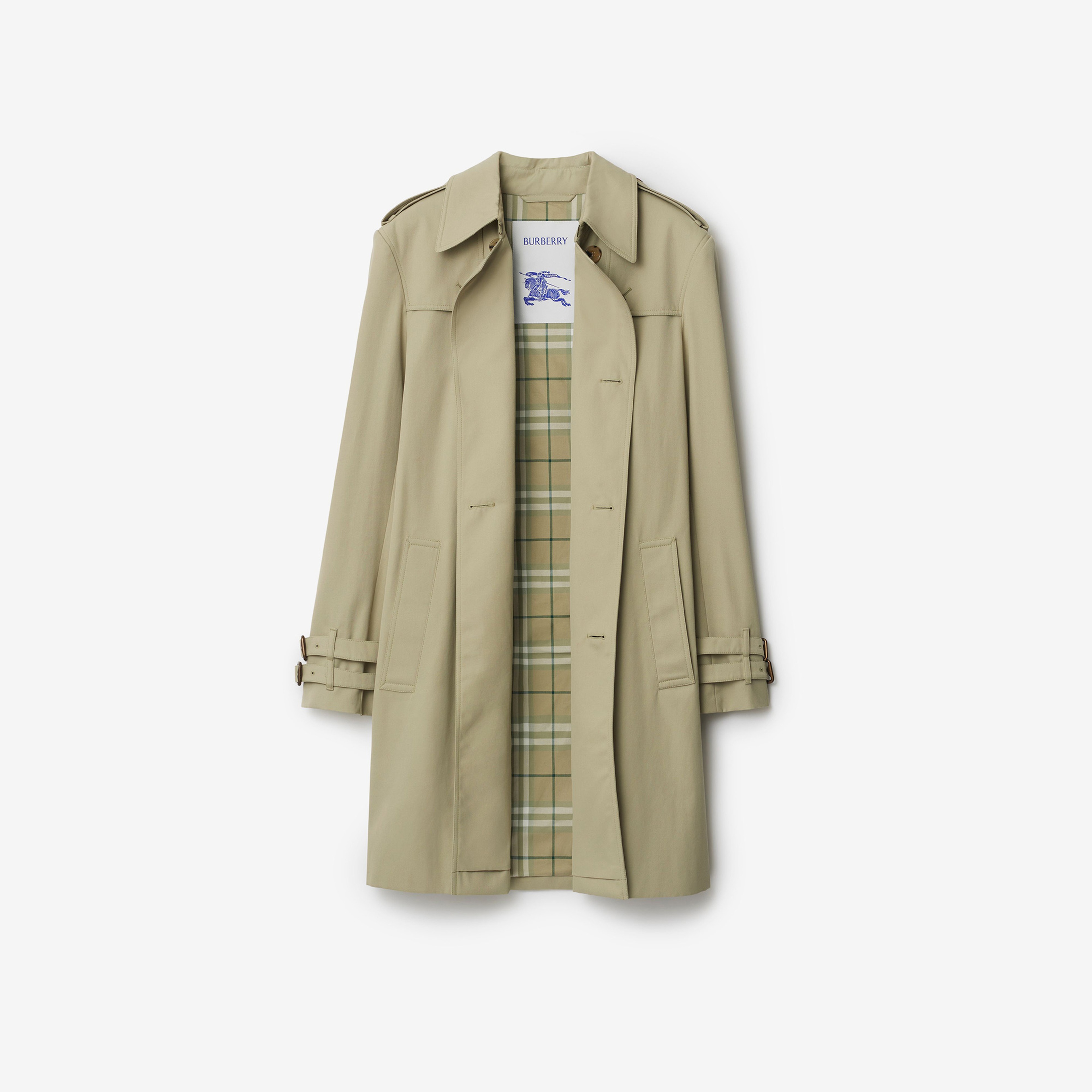 Burberry Cas Mid-Length Gabardine Erkek Haki Trençkot