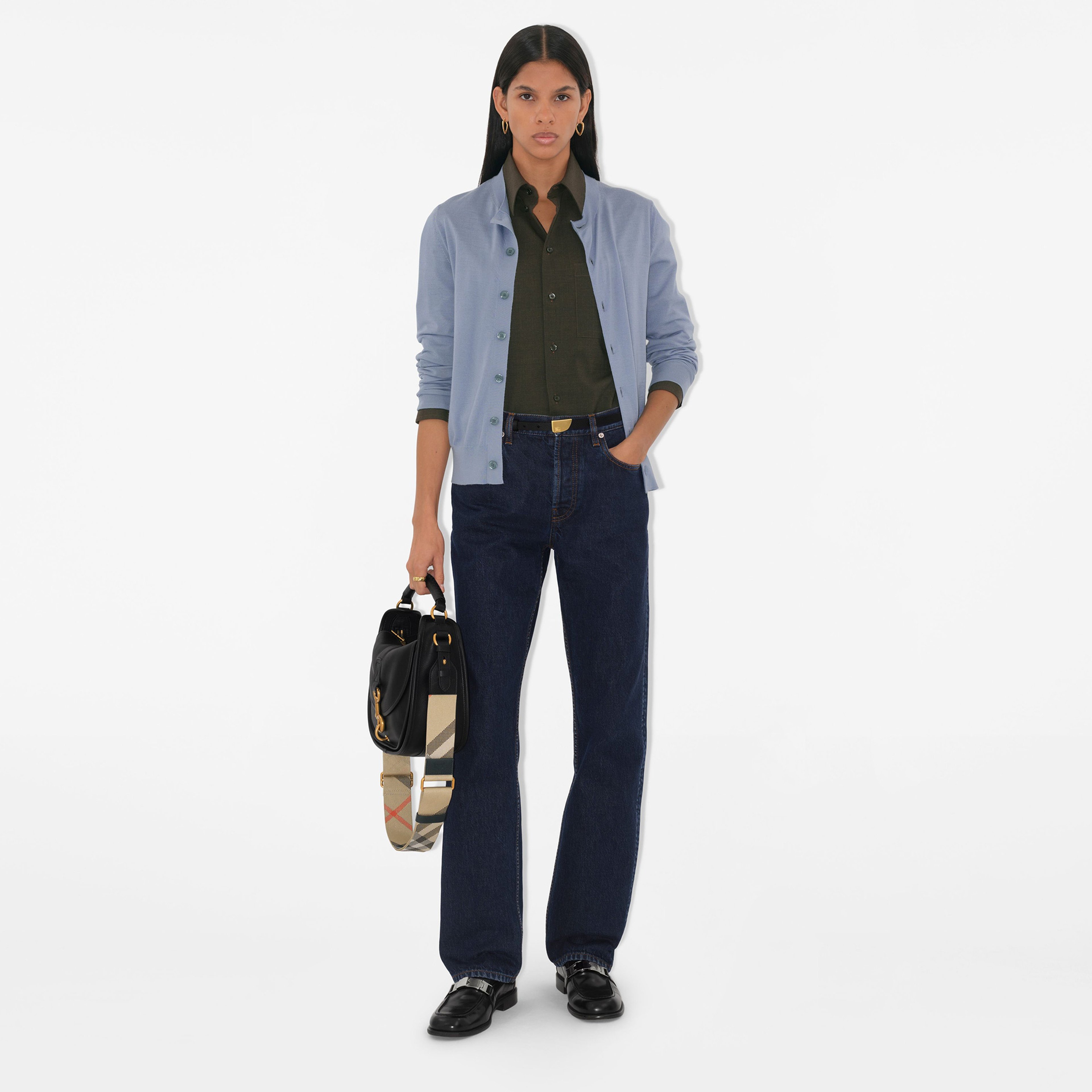 Burberry Uv Wool Cardigan Kadın Mavi Hırka