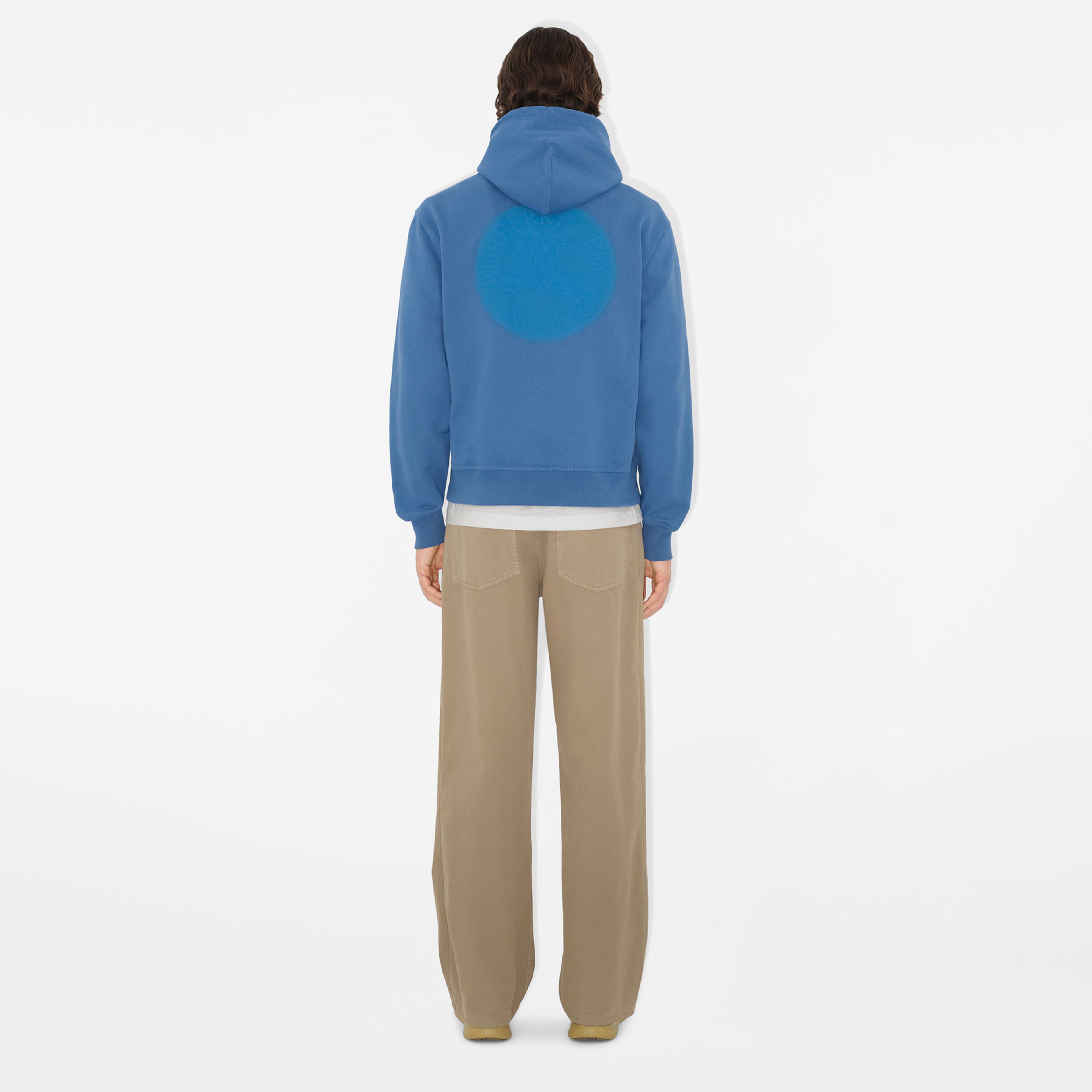 Burberry Sic Badge Cotton Erkek Mavi Hoodie