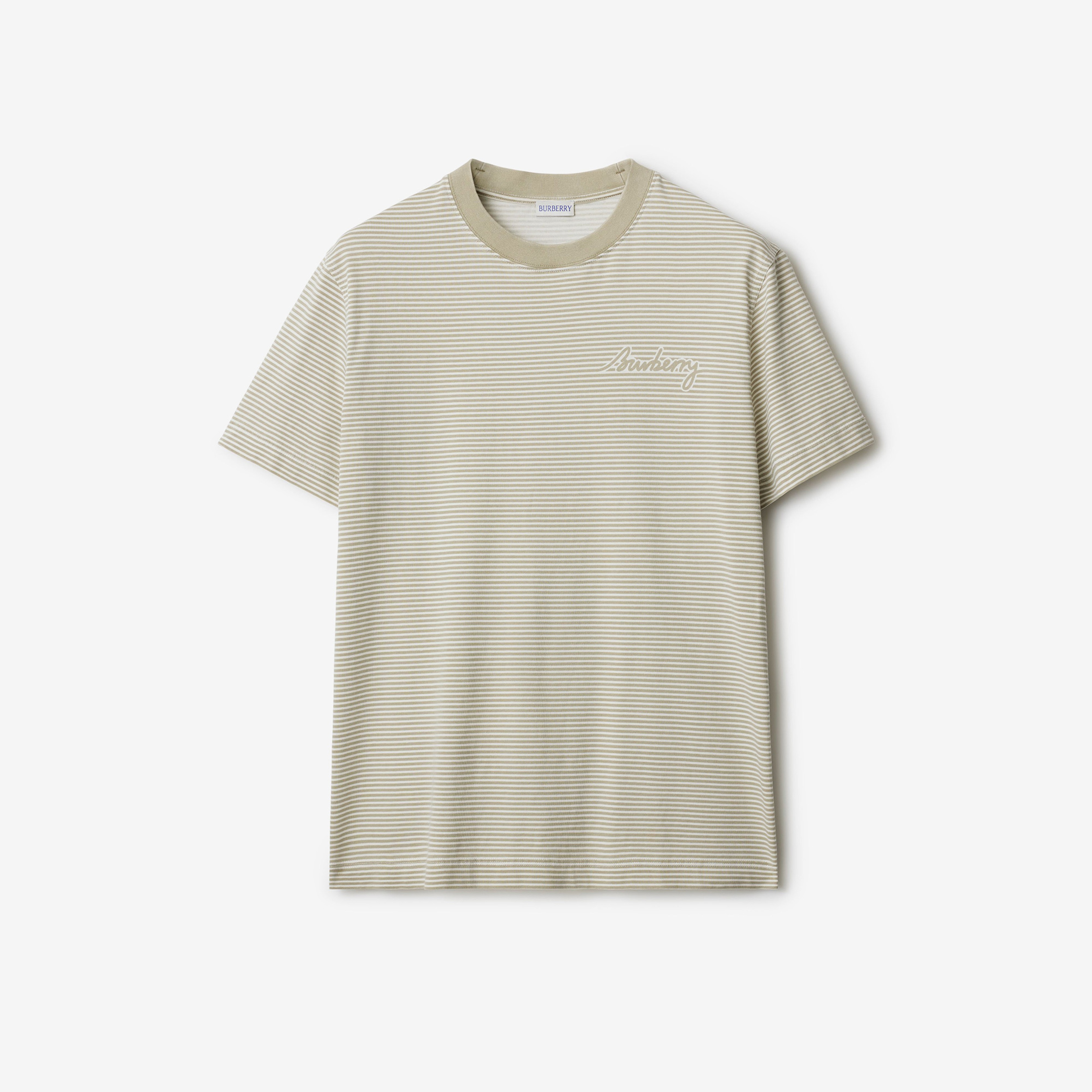 Burberry For Striped Cotton Erkek Haki T-Shirt