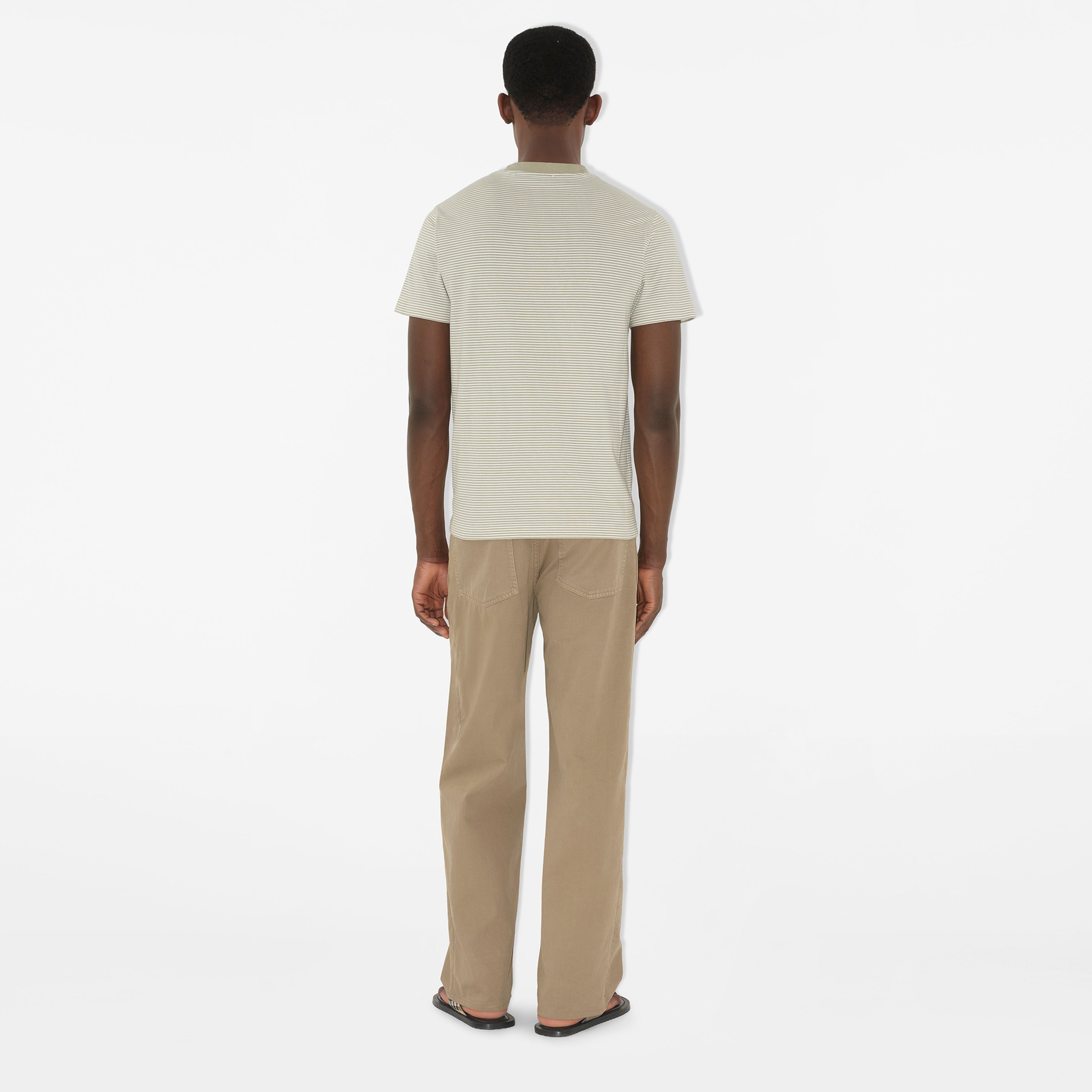 Burberry For Striped Cotton Erkek Haki T-Shirt