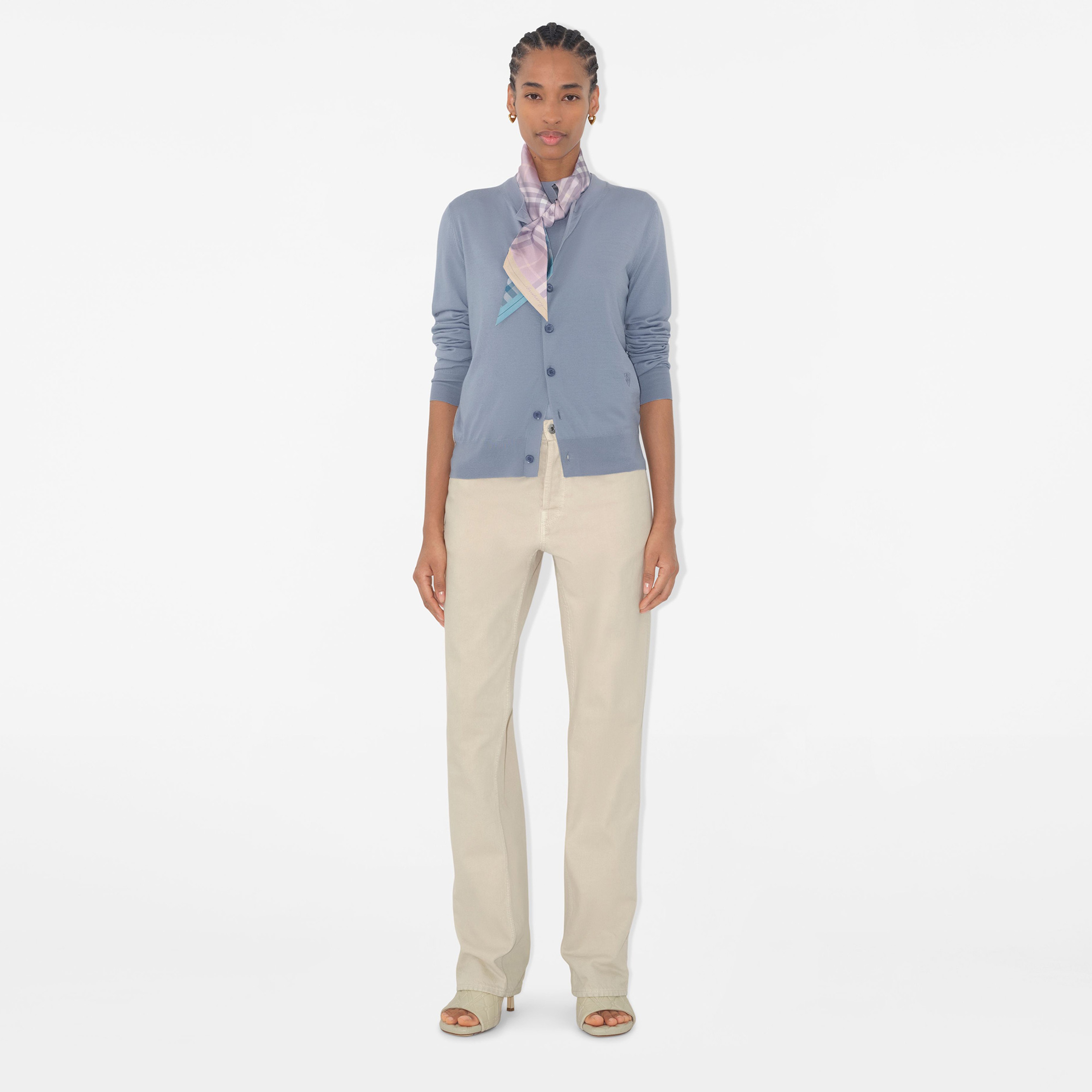 Burberry Skinny Contrast Silk Kadın Mor Şal
