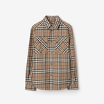 Burberry Sip Oversized Fit Cotton Linen Erkek Bej Gömlek