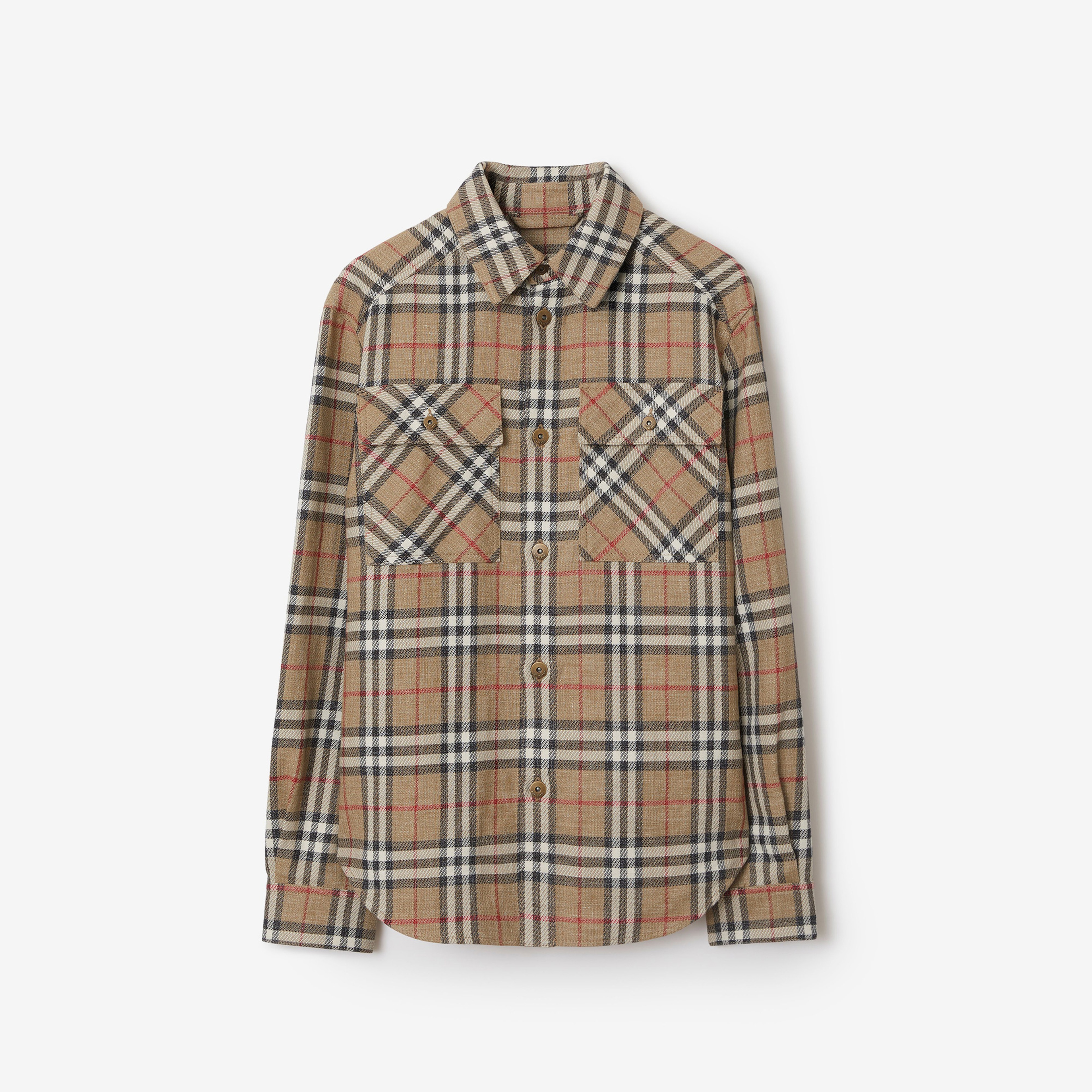 Burberry Sip Oversized Fit Cotton Linen Erkek Bej Gömlek