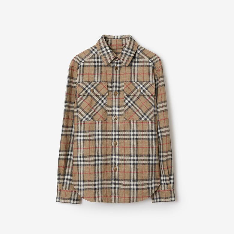 Burberry Sip Oversized Fit Cotton Linen Erkek Bej Gömlek