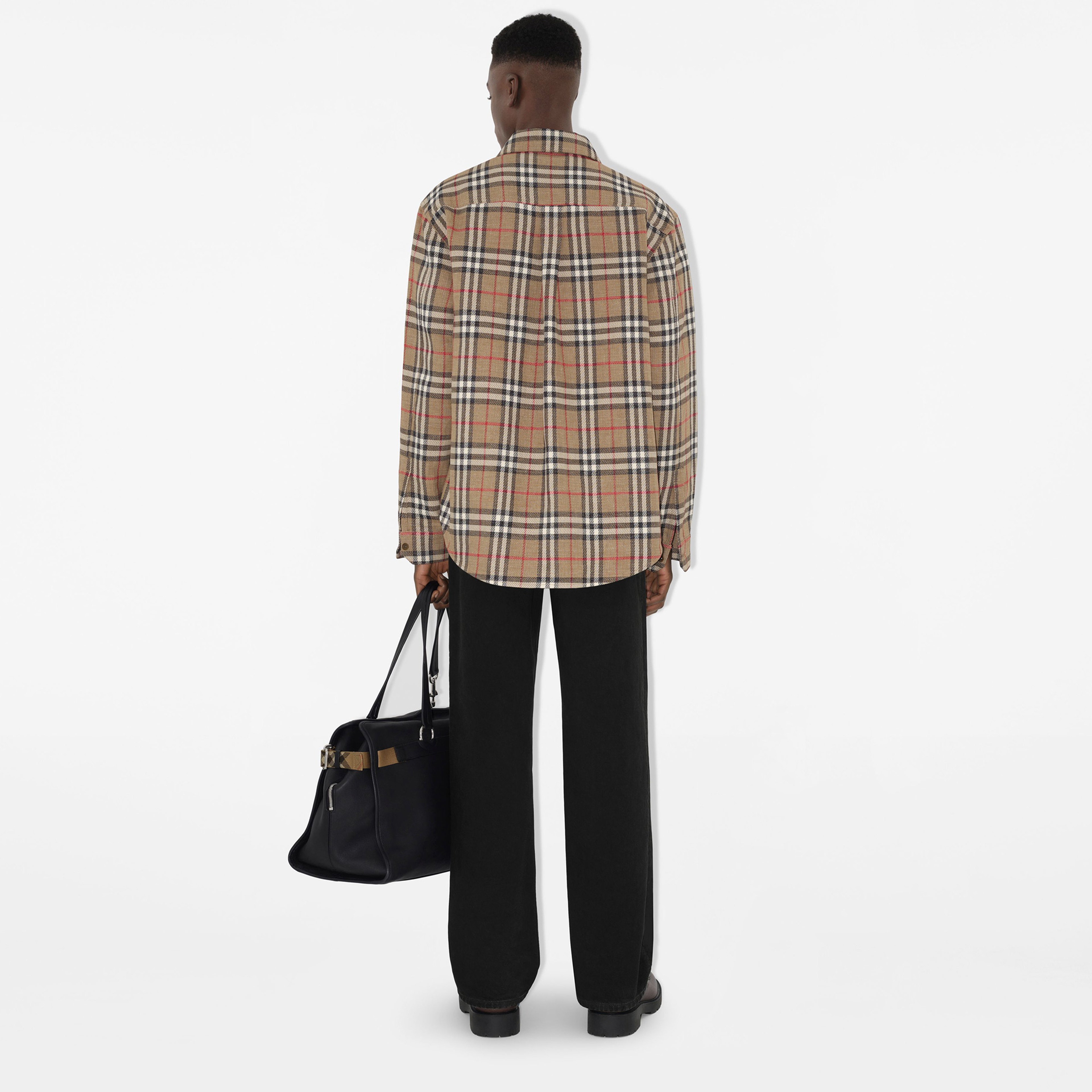 Burberry Sip Oversized Fit Cotton Linen Erkek Bej Gömlek