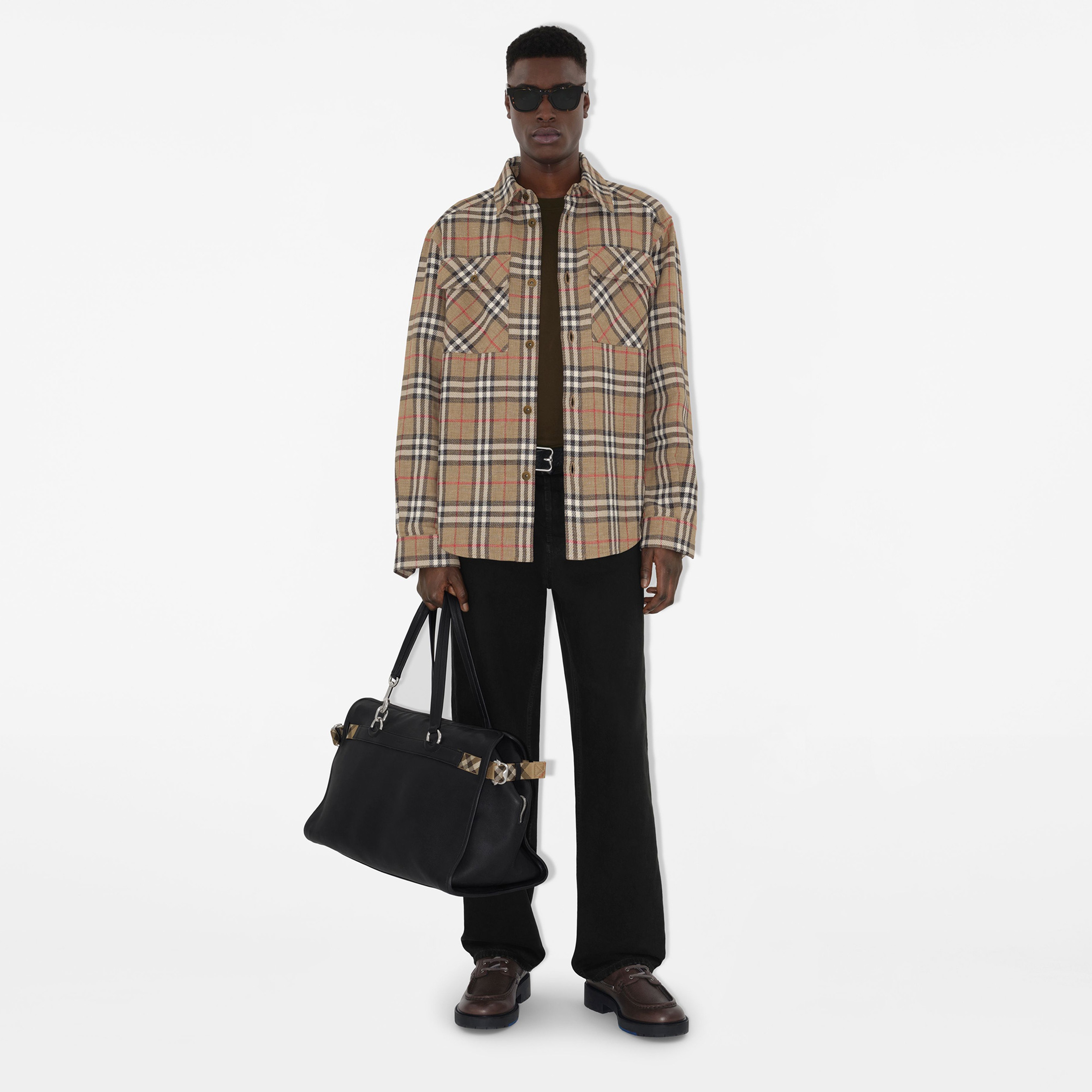 Burberry Sip Oversized Fit Cotton Linen Erkek Bej Gömlek