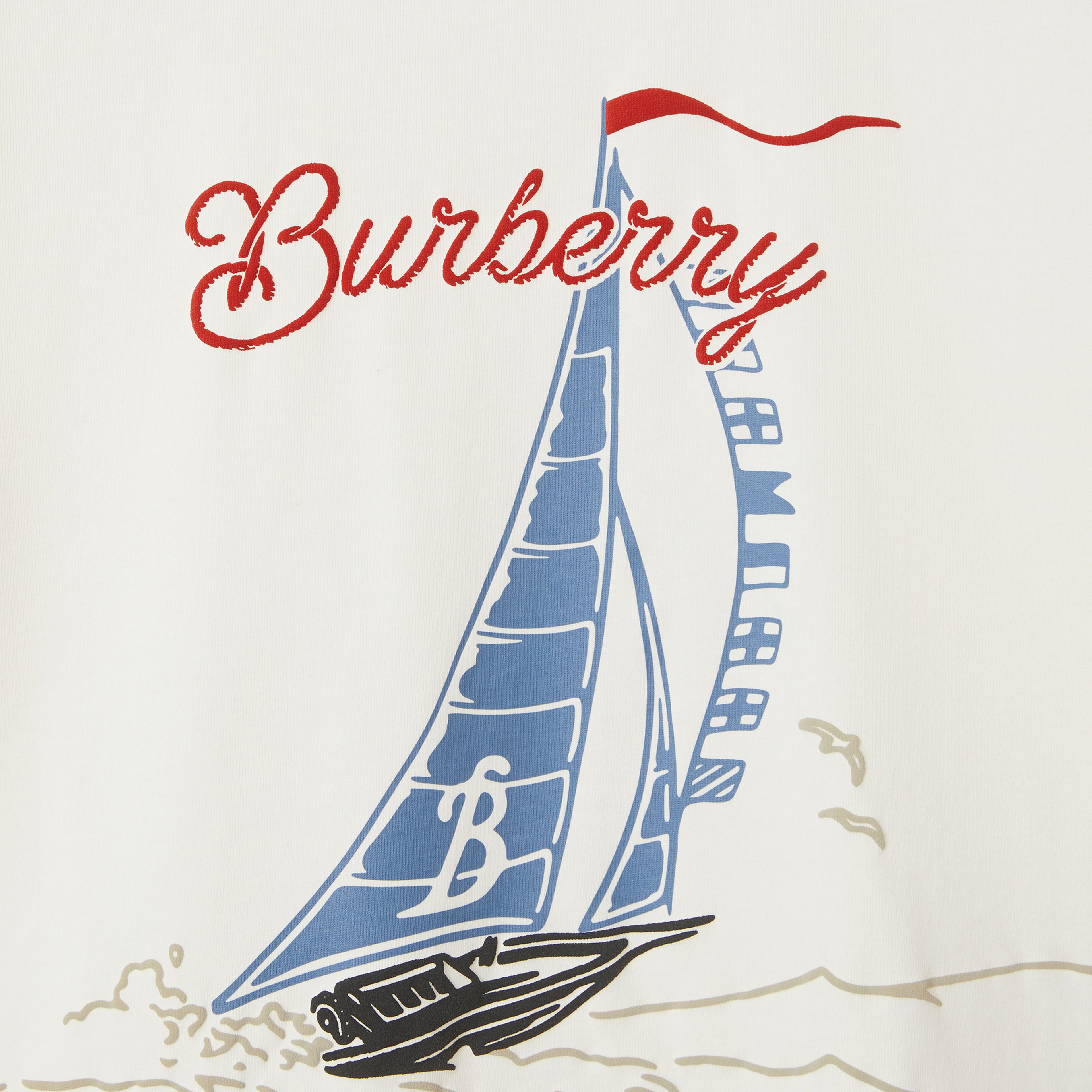 Burberry Sic Sailboat Cotton Kadın Beyaz T-Shirt