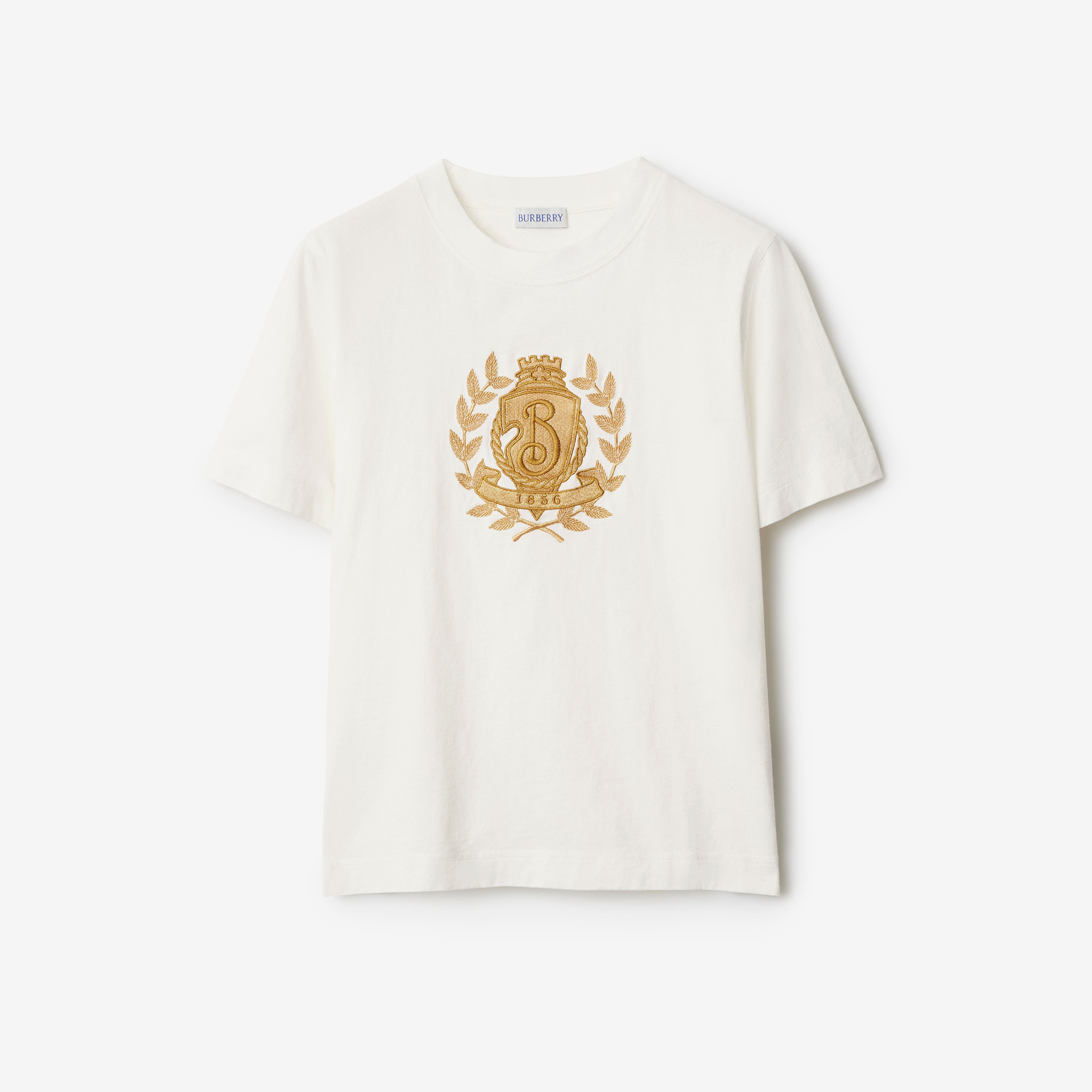 Burberry Sic Crest Cotton Kadın Beyaz T-Shirt