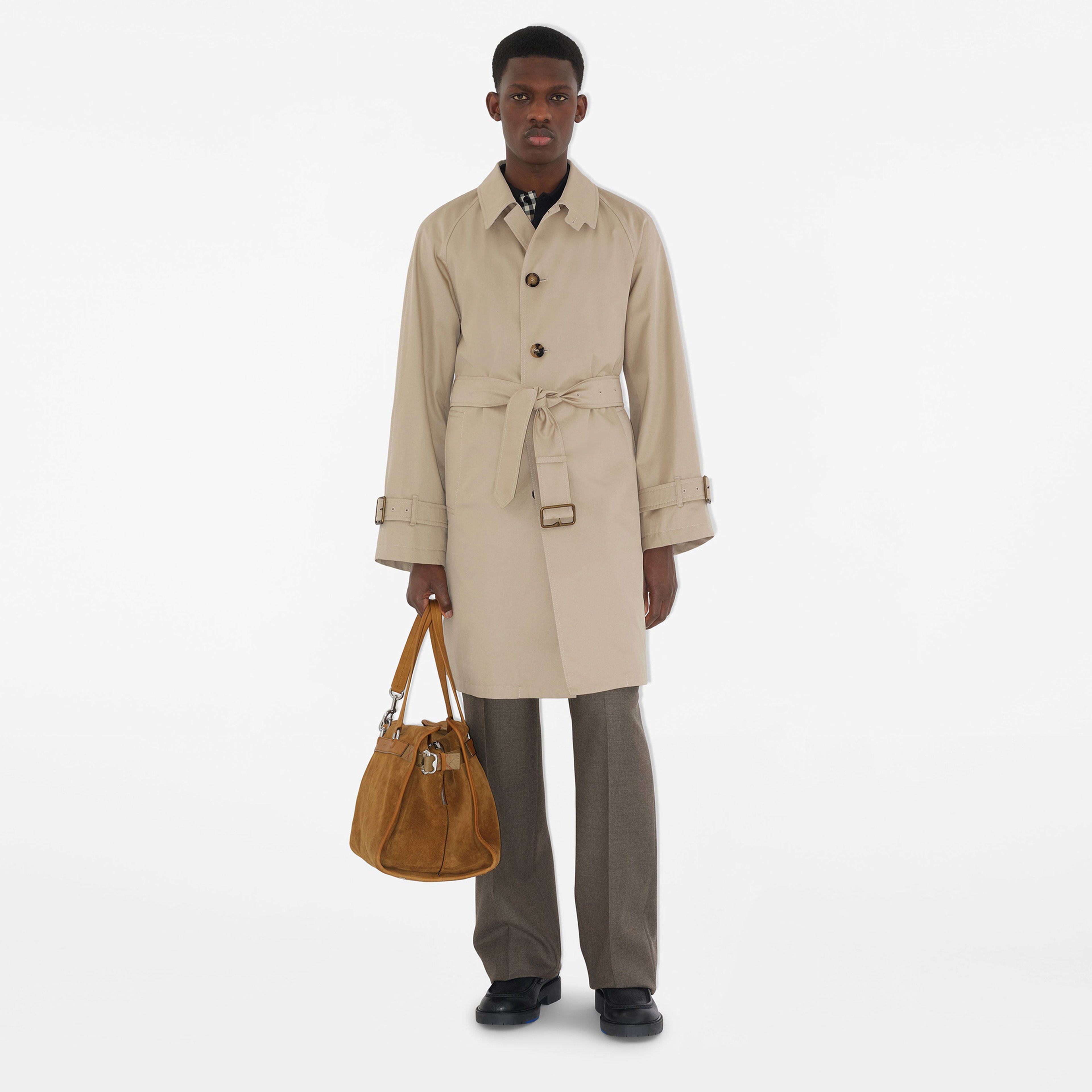 Burberry Cas Long Gabardine Erkek Krem Palto