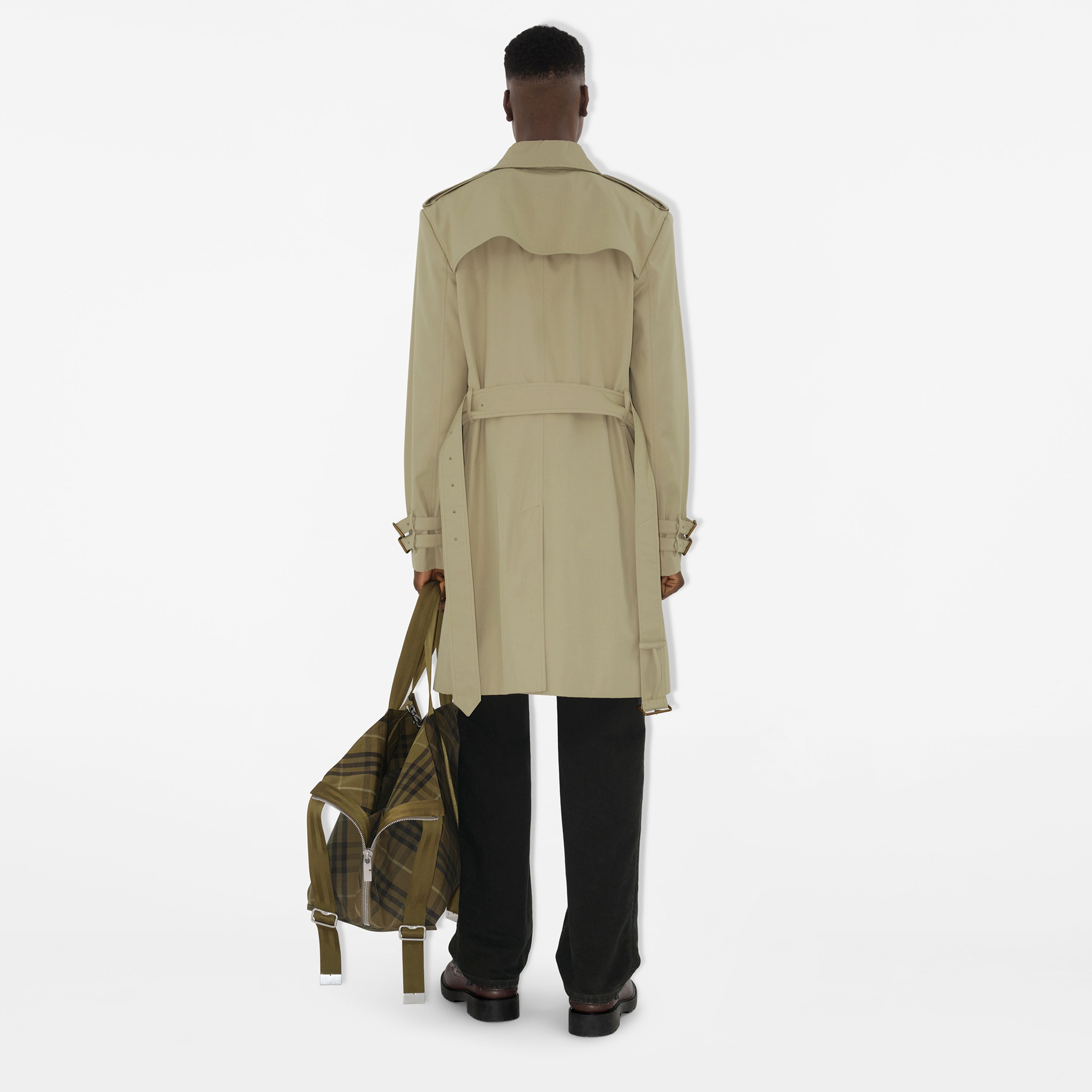 Burberry Cas Mid-Length Gabardine Erkek Haki Trençkot