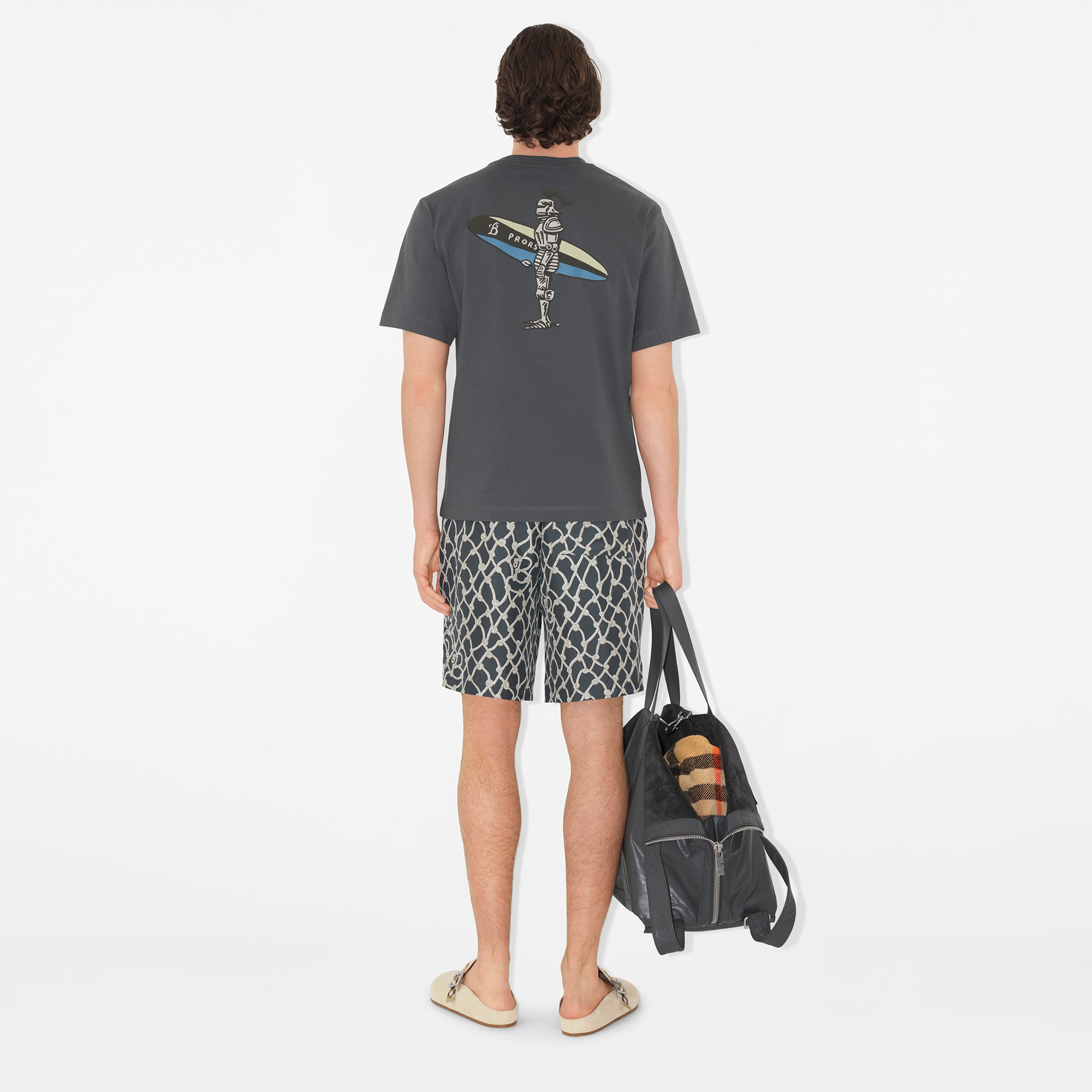 Burberry Sic Surfer Knight Cotton Erkek Gri T-Shirt