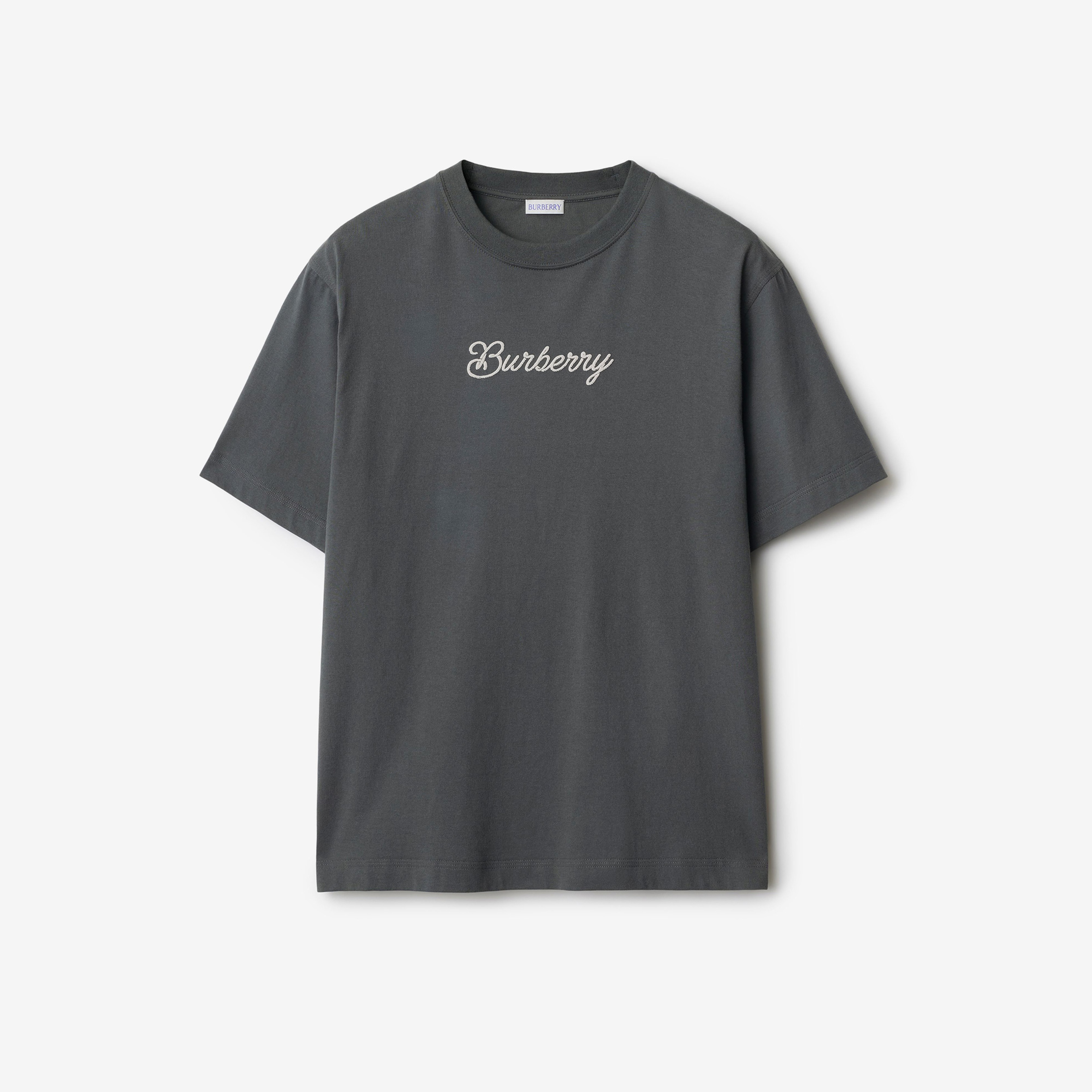 Burberry Sic Surfer Knight Cotton Erkek Gri T-Shirt