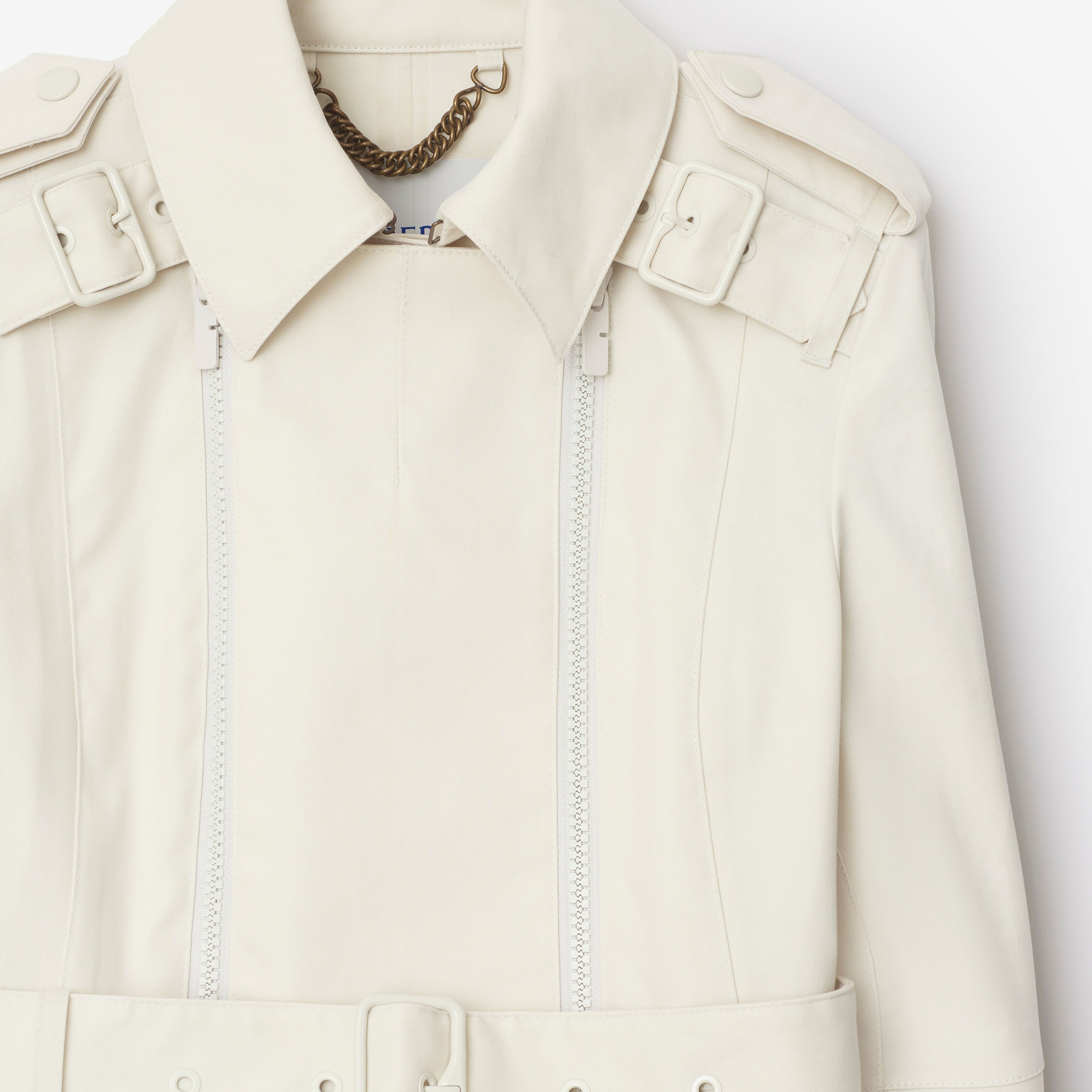 Burberry Tec Bonded Cotton Kadın Beyaz Trençkot