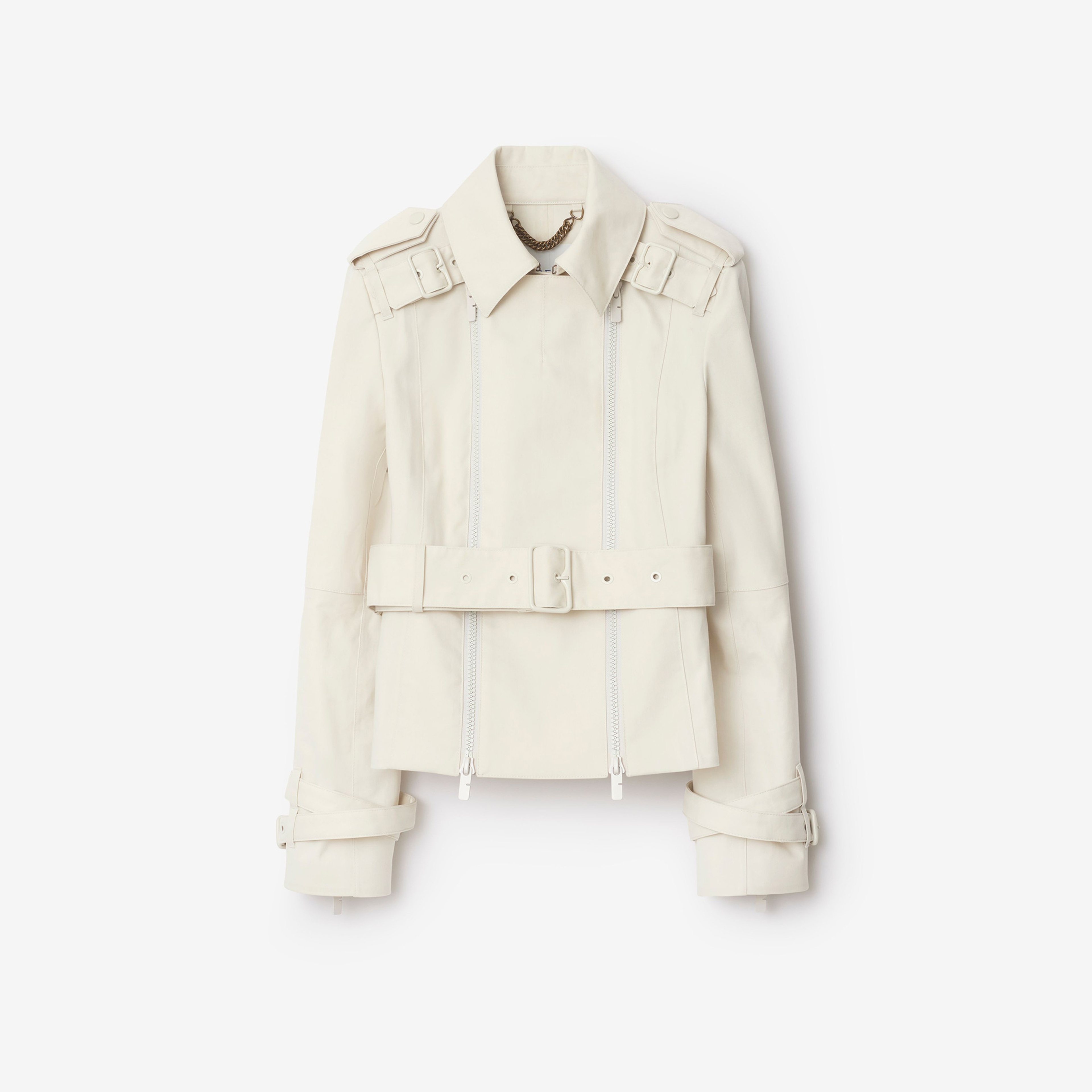 Burberry Tec Bonded Cotton Kadın Beyaz Trençkot