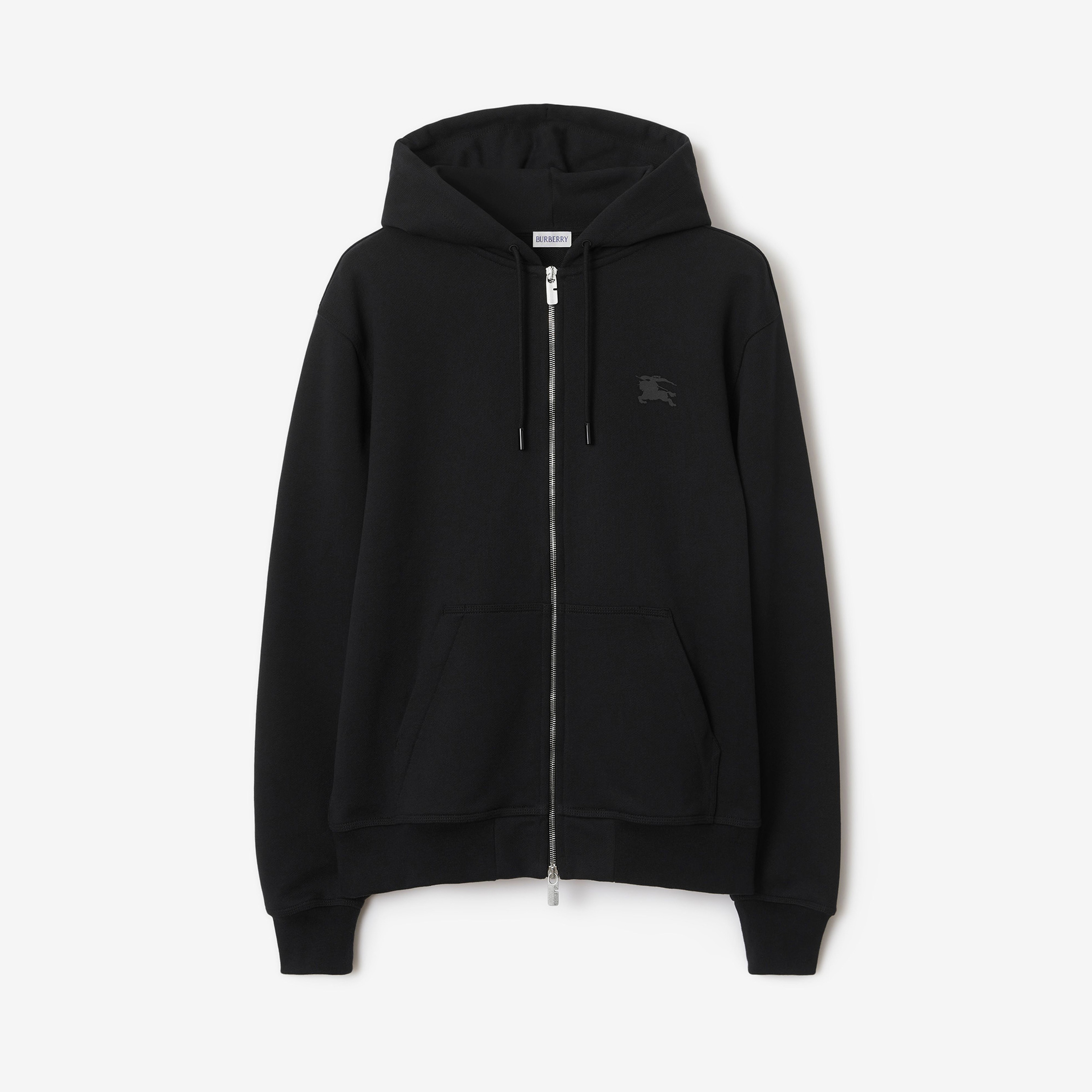 Burberry Sic Badge Cotton Zip Erkek Siyah Hoodie